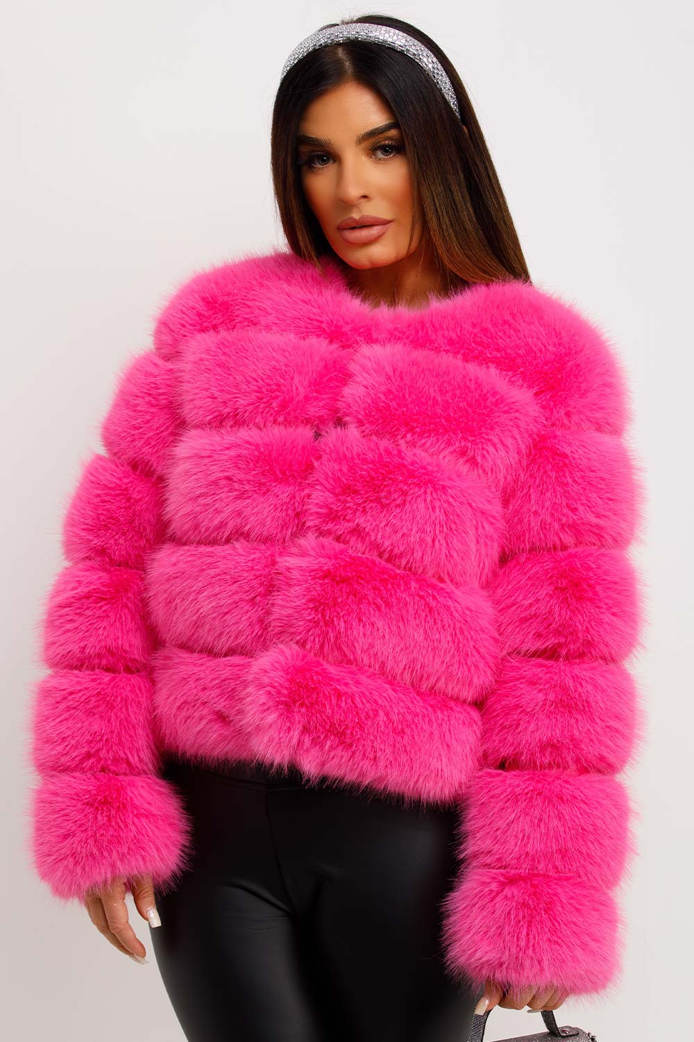 Faux Fur Bubble Coat Bright Pink | Xtralitty