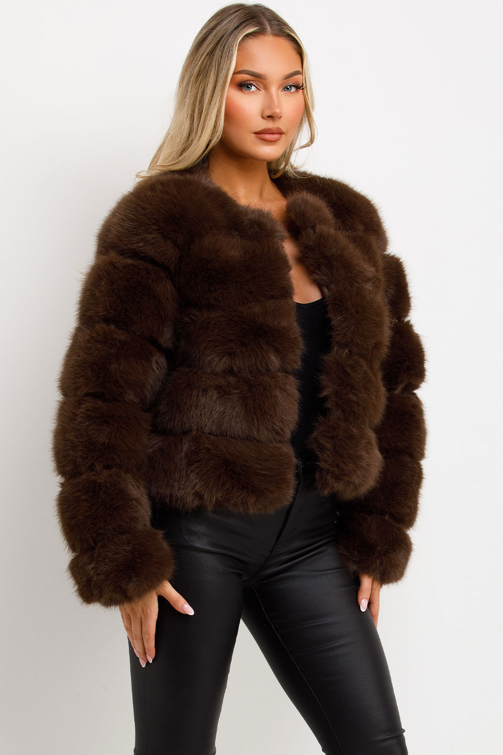 Brown Faux Fur Bubble Coat | Xtralitty