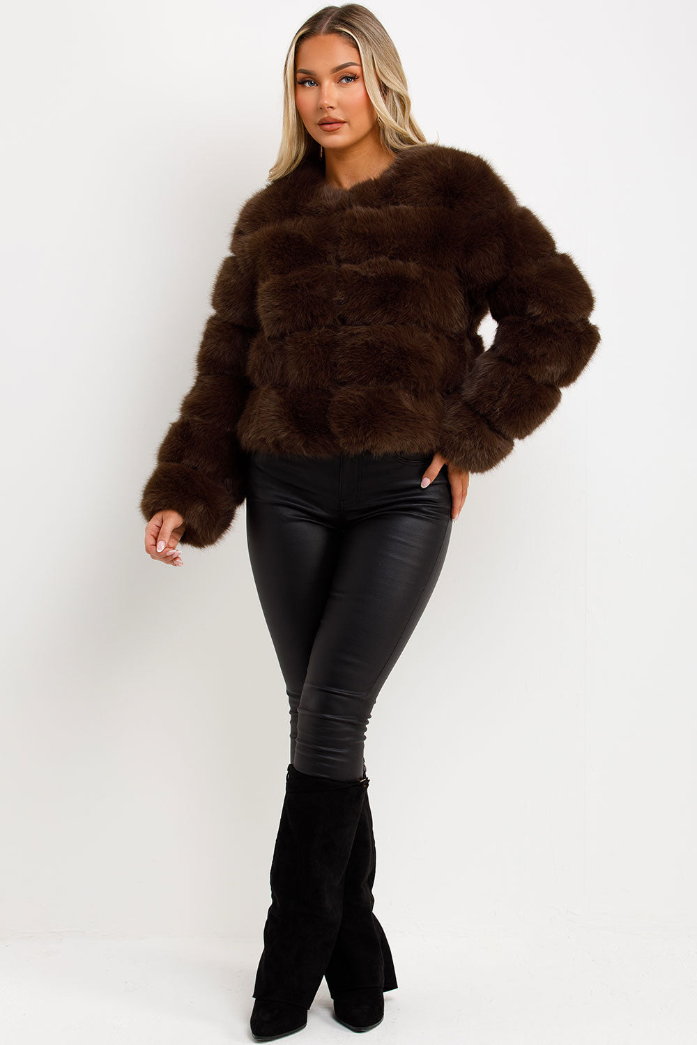 Brown Faux Fur Bubble Coat | Xtralitty