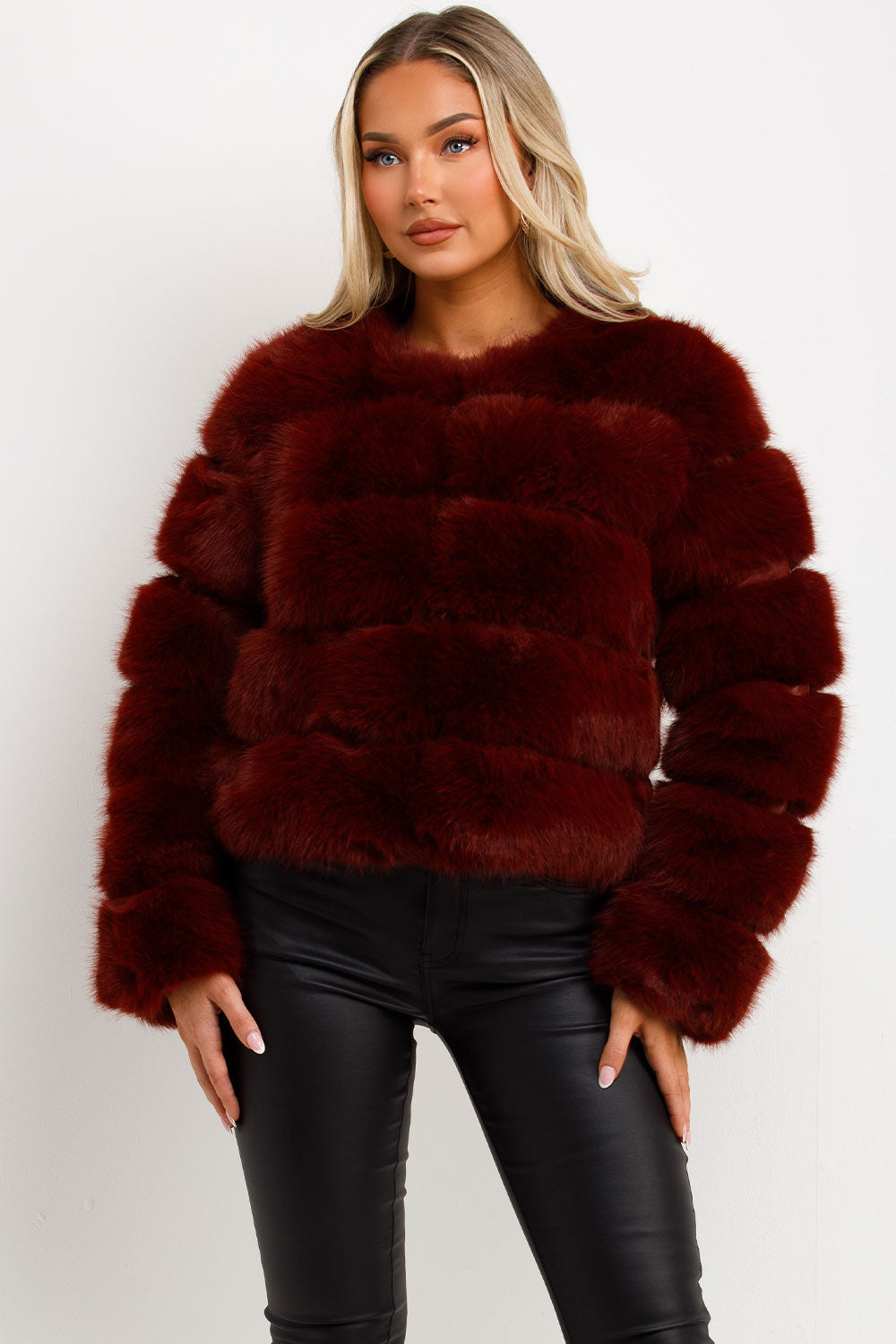 Faux Fur Bubble Coat Burgundy | Xtralitty