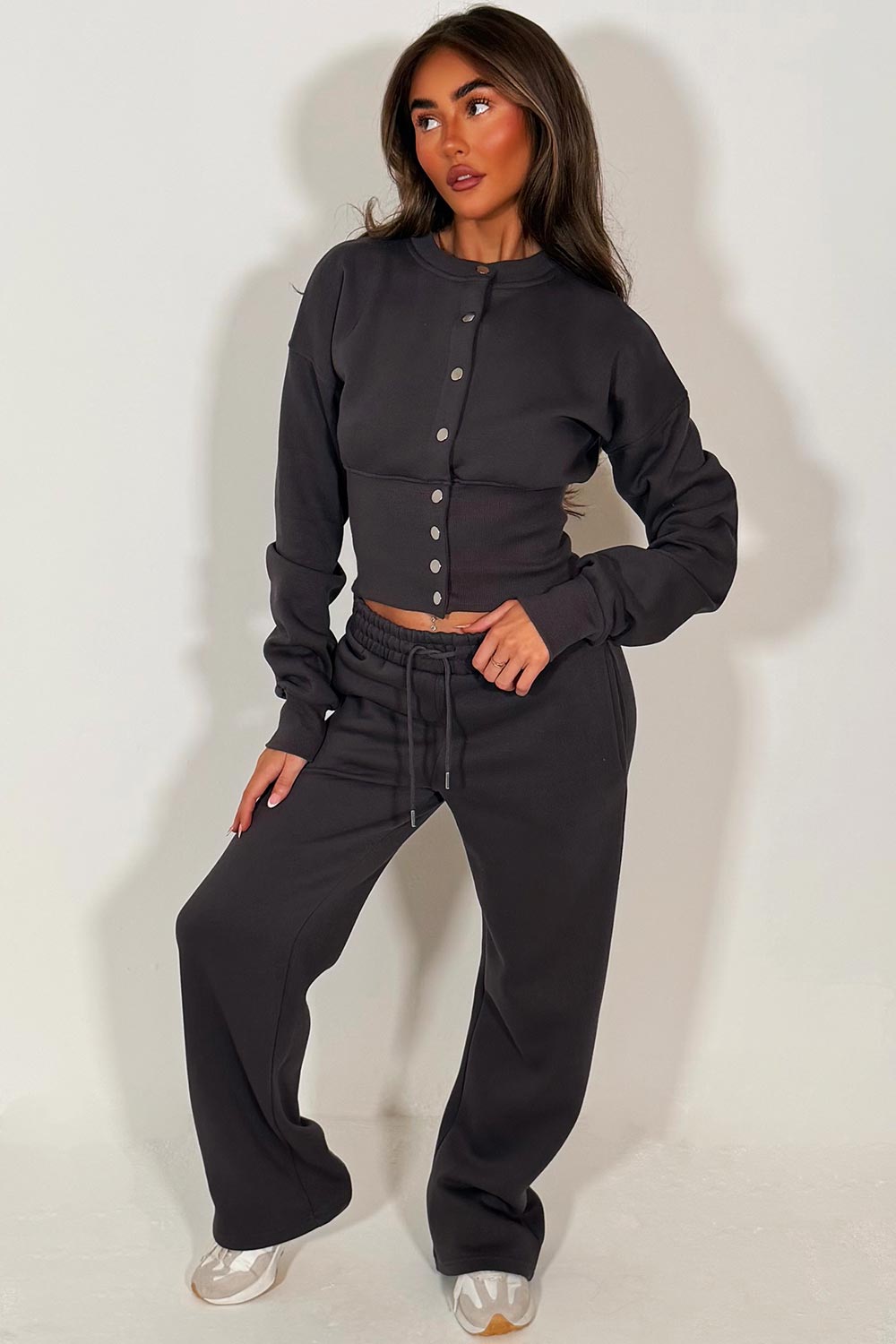 Button Up Corset Sweatshirt and Jogger Tracksuit | Xtralitty