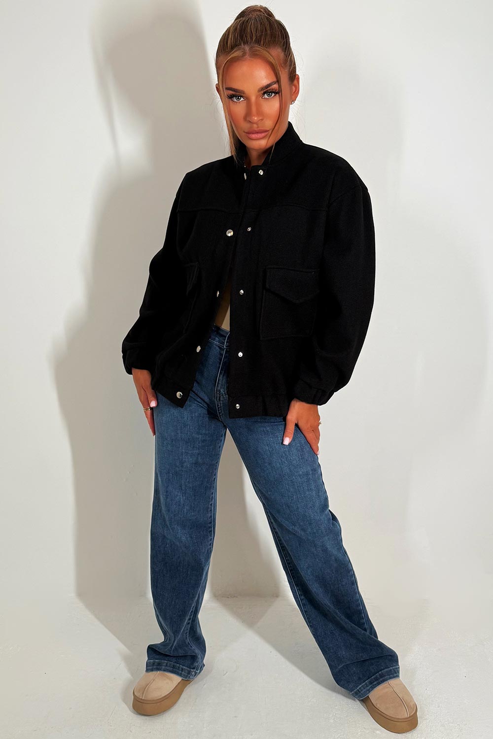 Bomber Jacket with Pockets Black | Xtralitty