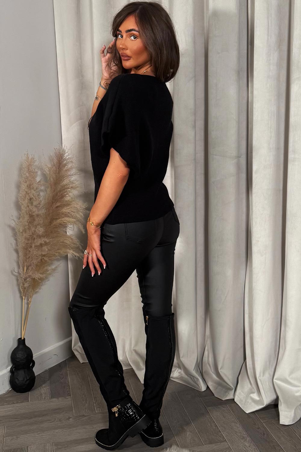 Black Cape Cardigan with Gold Button | Xtralitty