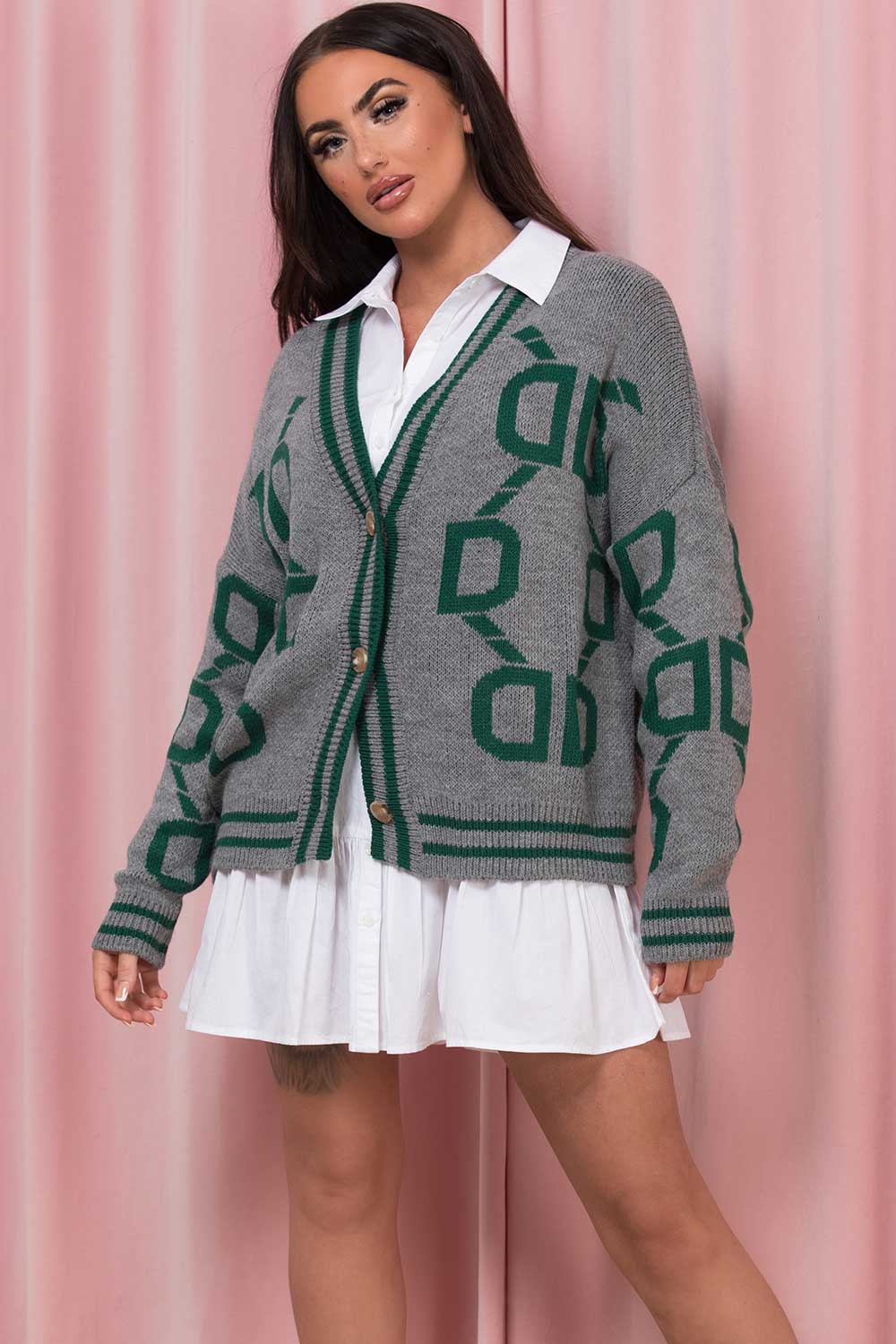 Cardigan with Chain Print Grey | Xtralitty