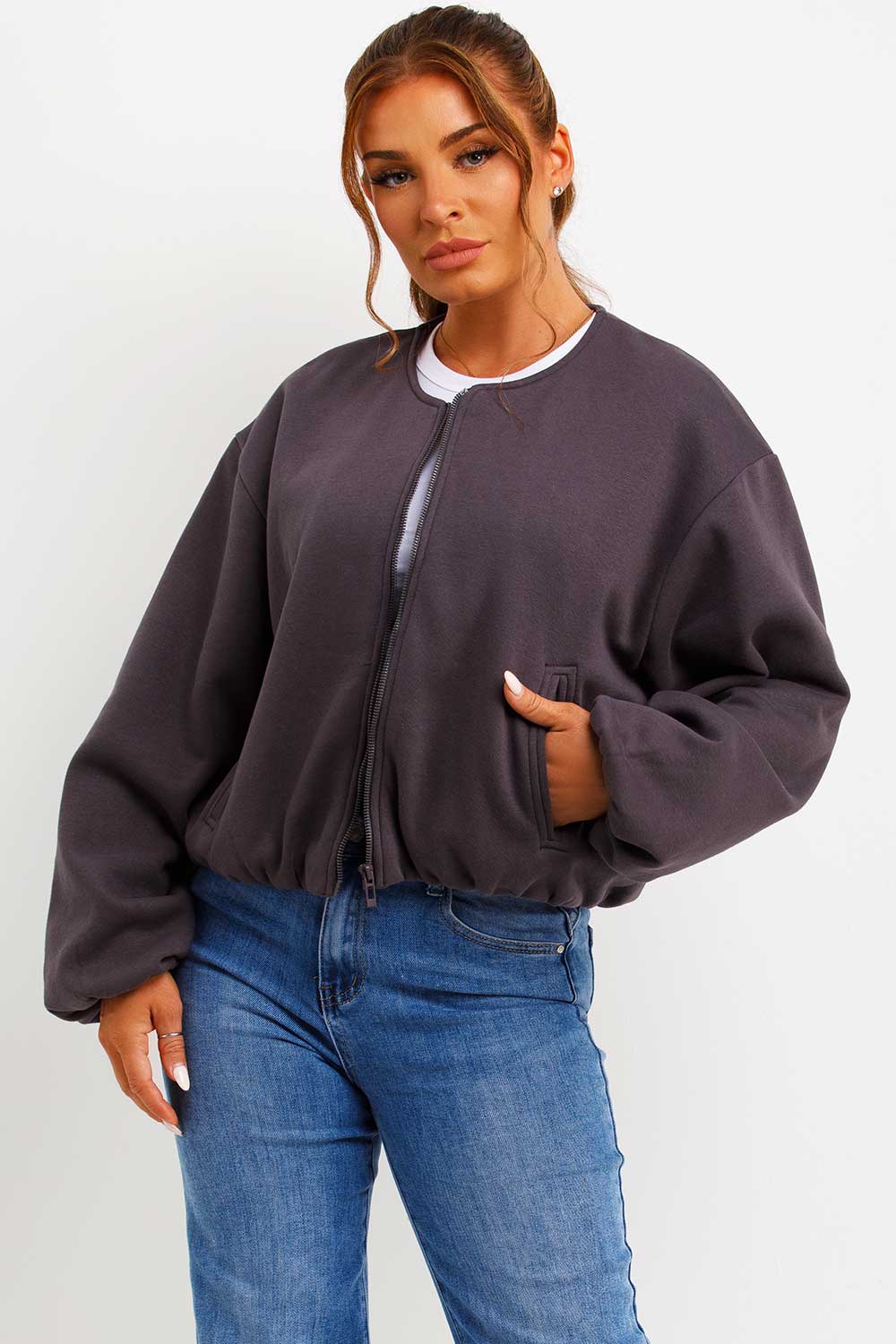 Soft Bomber Jacket with Zip Charcoal | Xtralitty