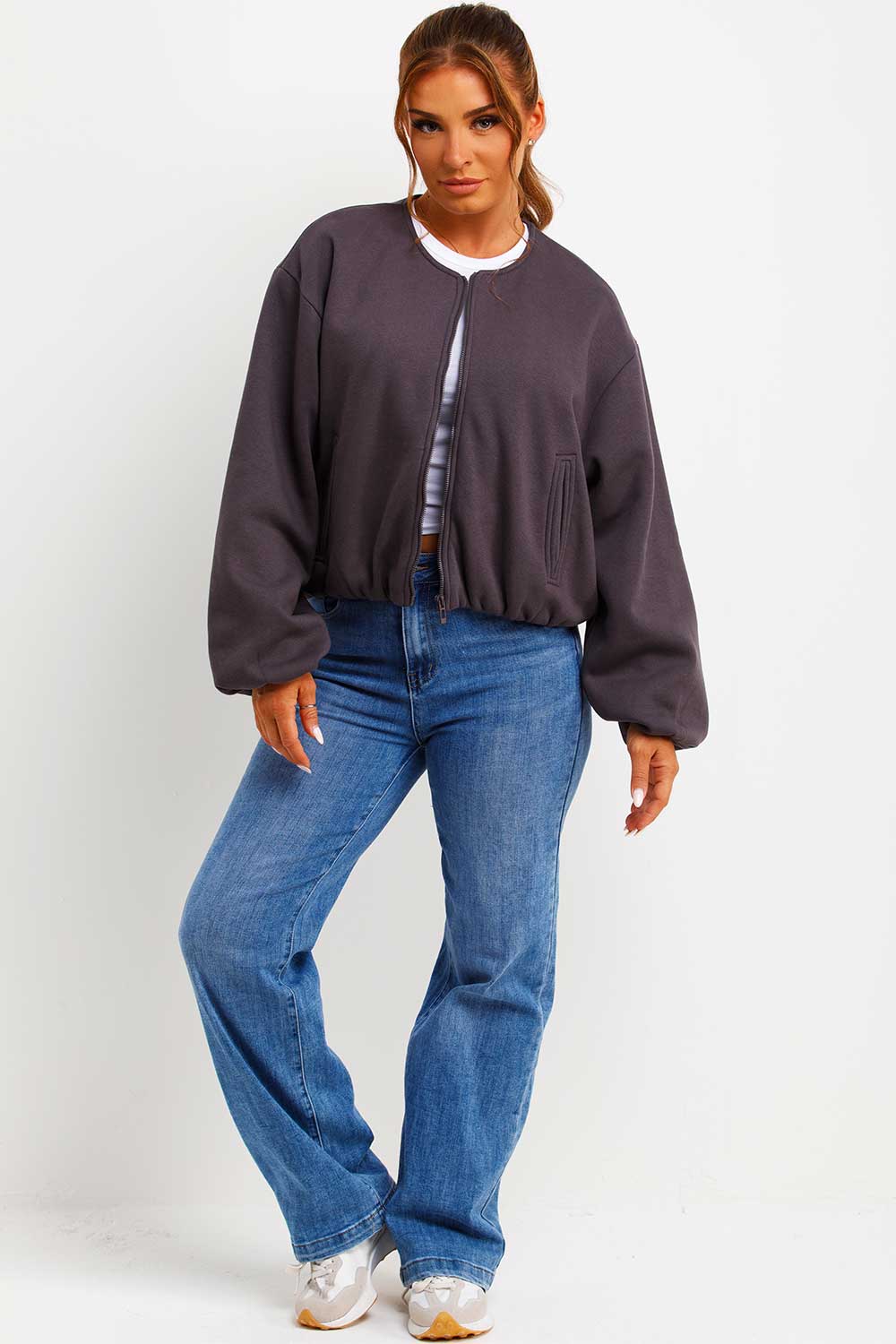 Soft Bomber Jacket with Zip Charcoal | Xtralitty