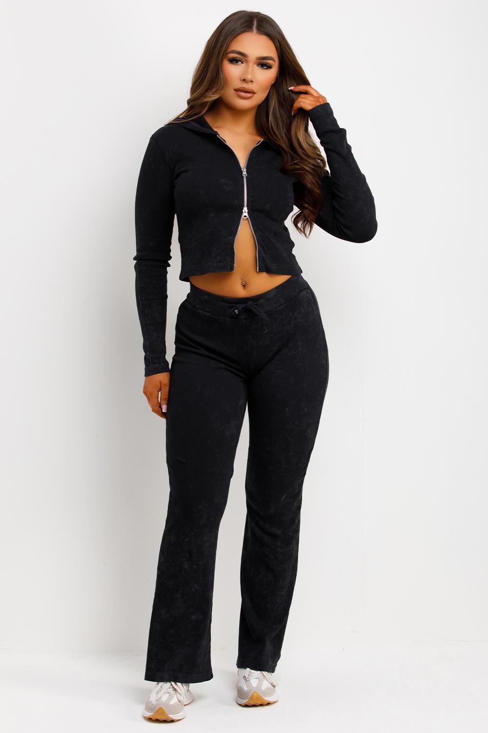 Rib Loungewear Set Tracksuit with Double Zip Cha | Xtralitty