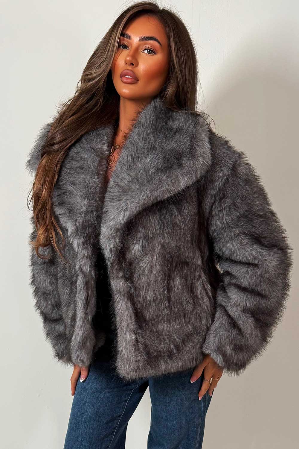 Faux Fur Jacket Grey | Xtralitty