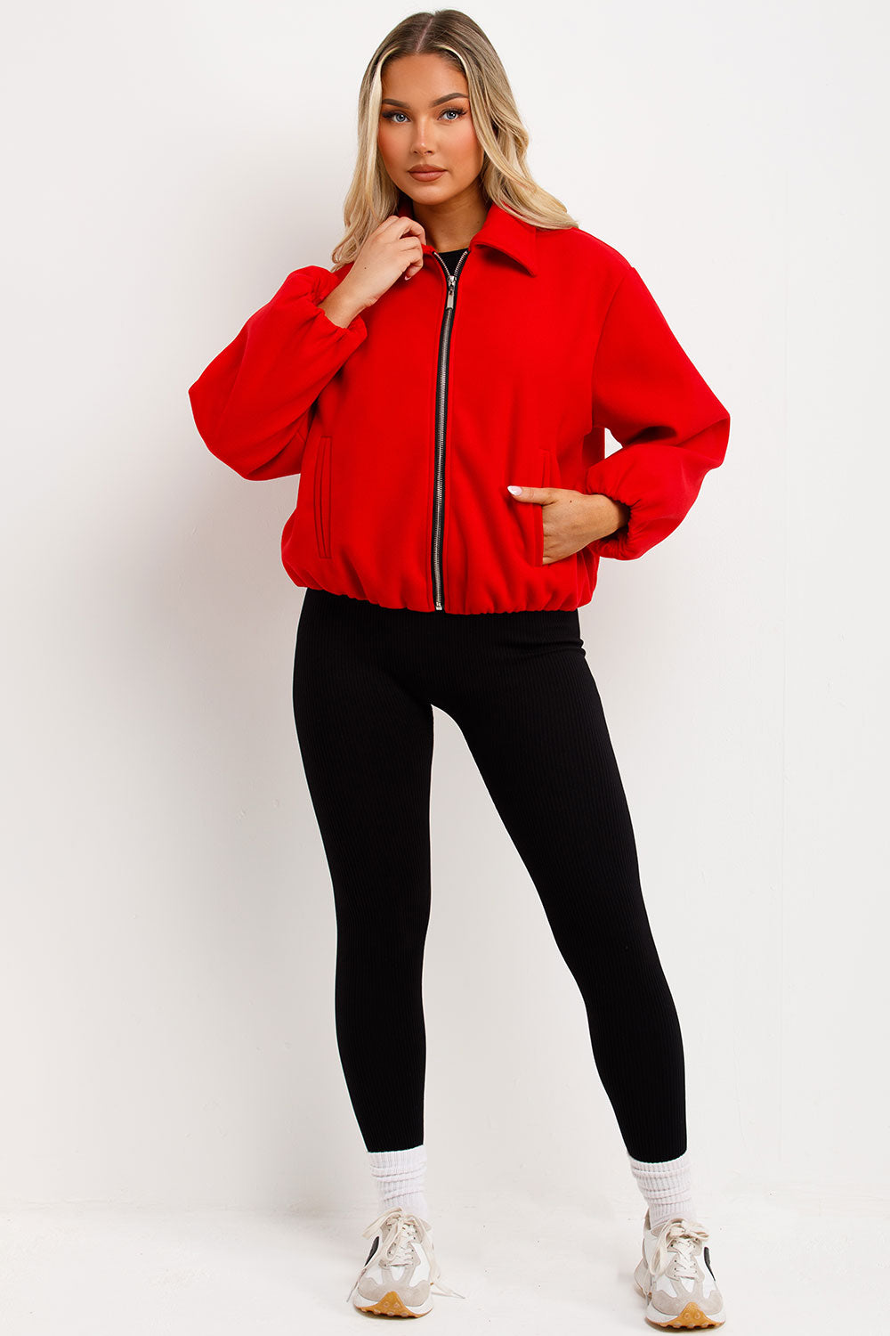 Puffed Bomber Jacket with Zip Red | Xtralitty
