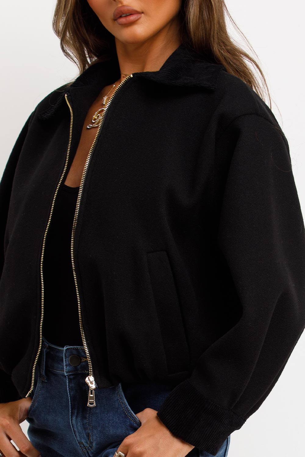 Shorts Bomber Jacket with Collar Black | Xtralitty