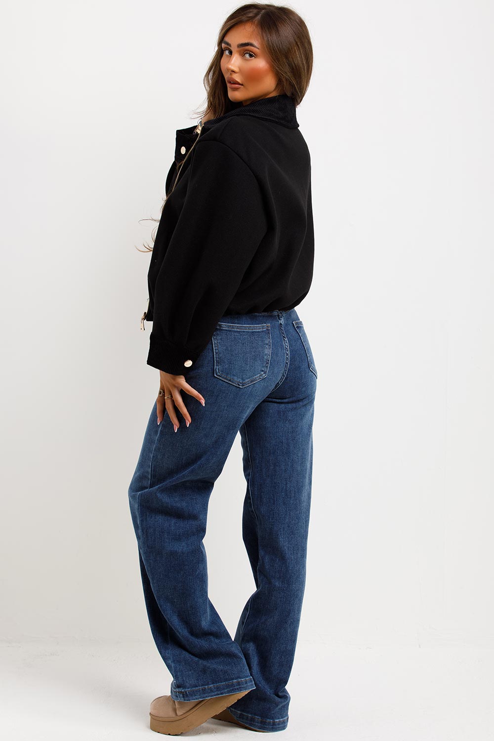 Shorts Bomber Jacket with Collar Black | Xtralitty