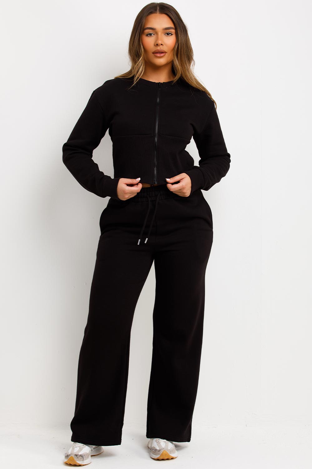 Corset Zip Up Crop Sweatshirt and Joggers Tracks | Xtralitty