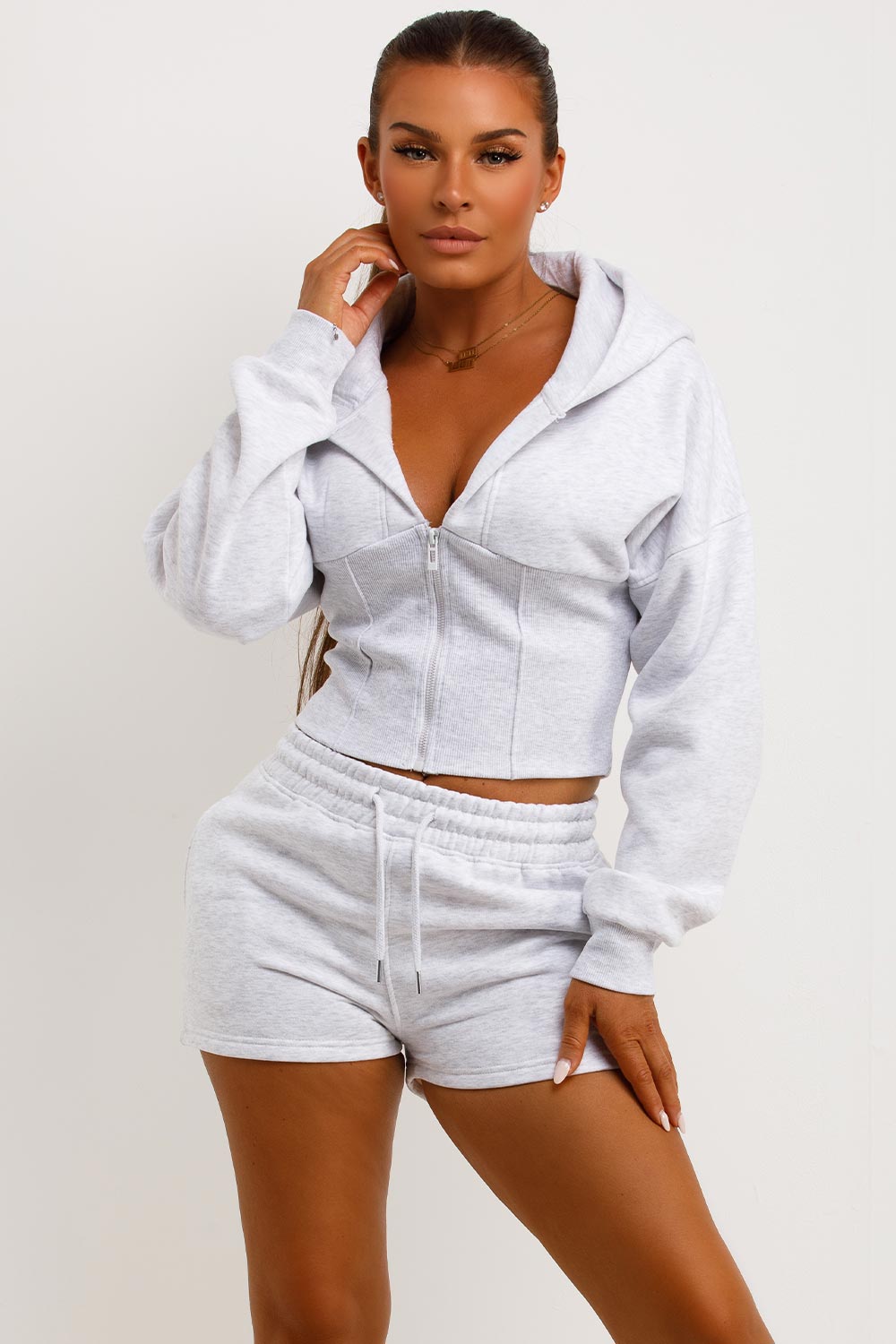 Corset Hoodie and Shorts Tracksuit Co Ord Set Gr | Xtralitty