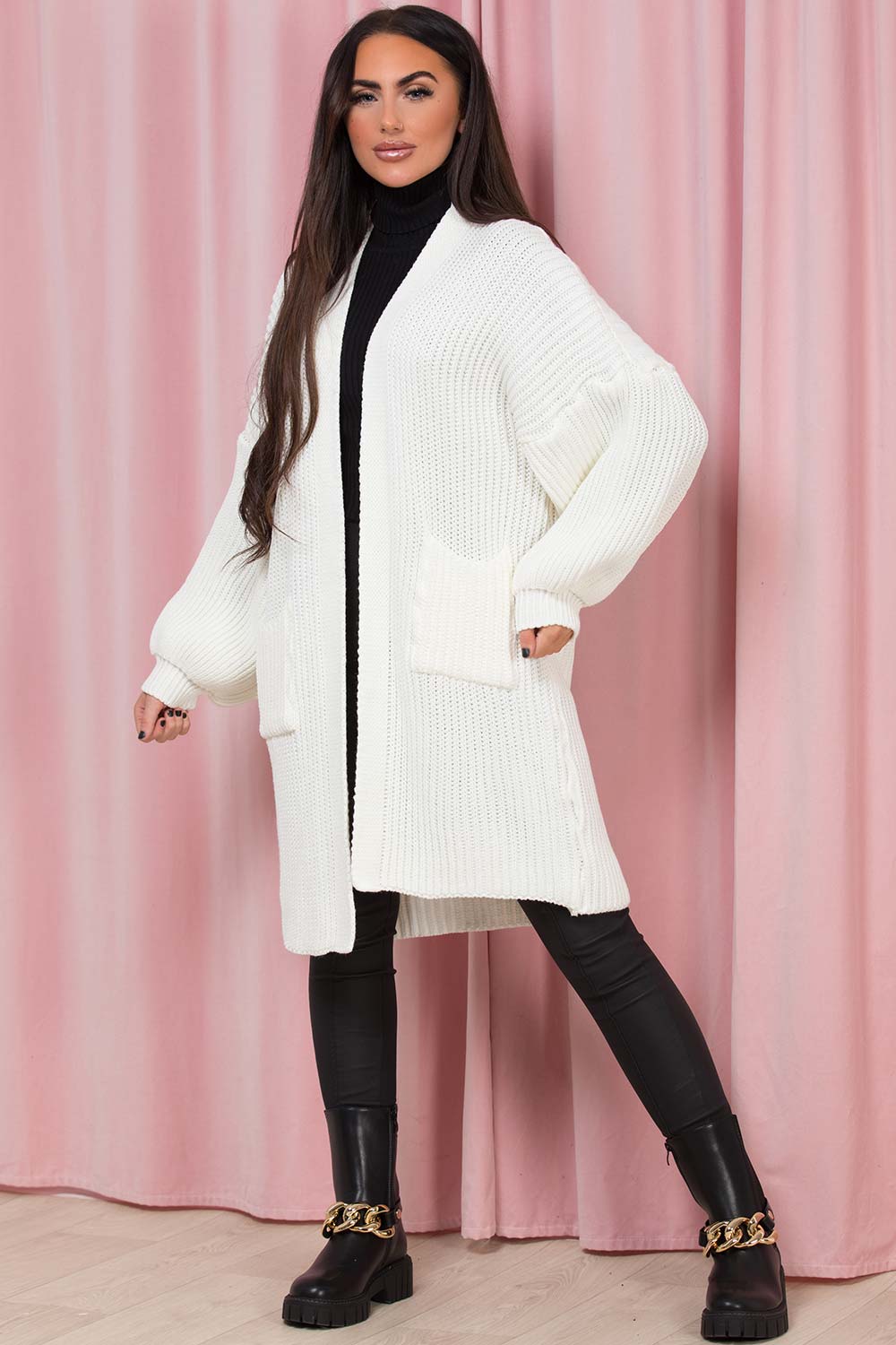 Cream Oversized Cardigan with Pockets | Xtralitty