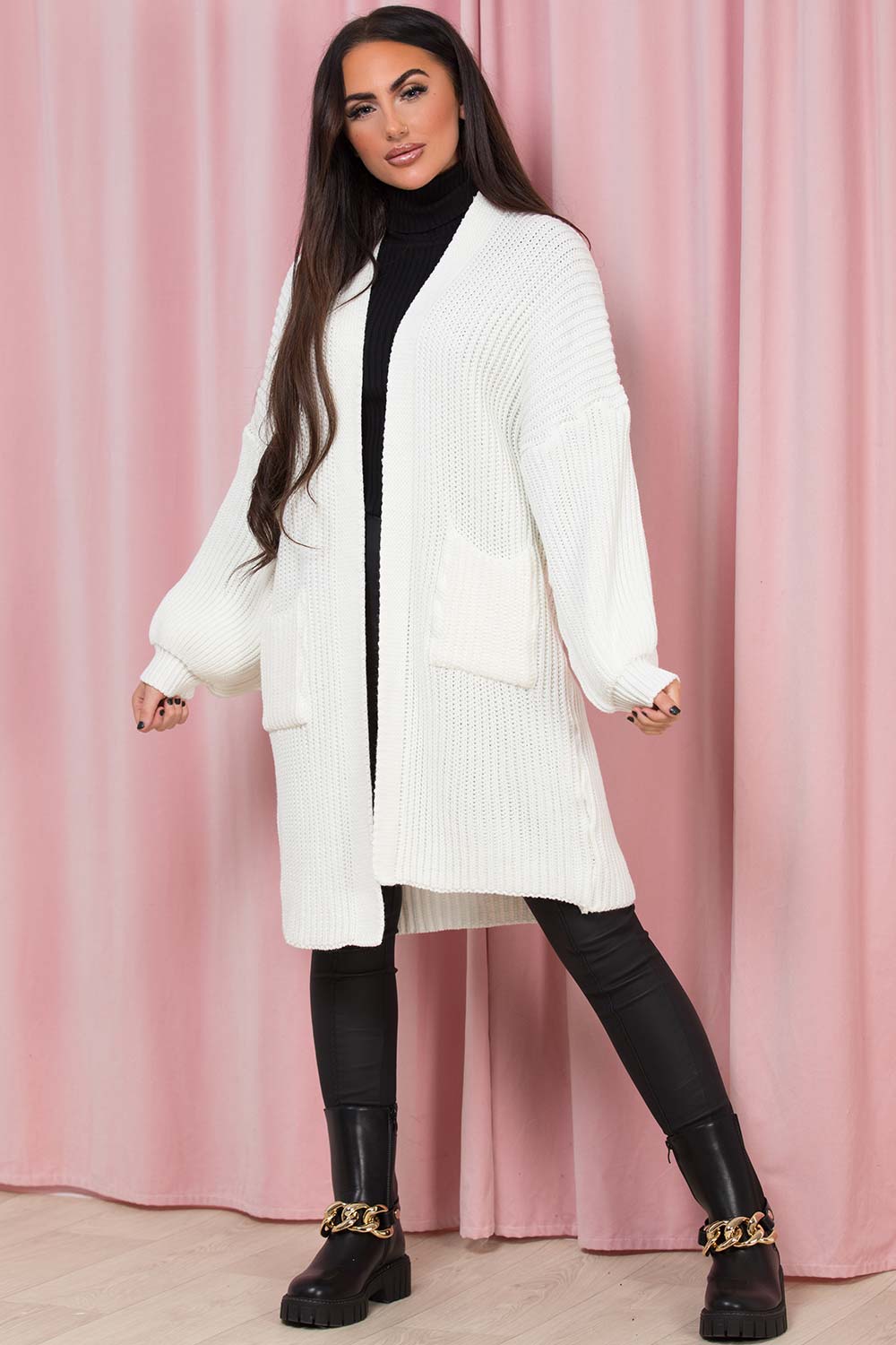 Cream Oversized Cardigan with Pockets | Xtralitty