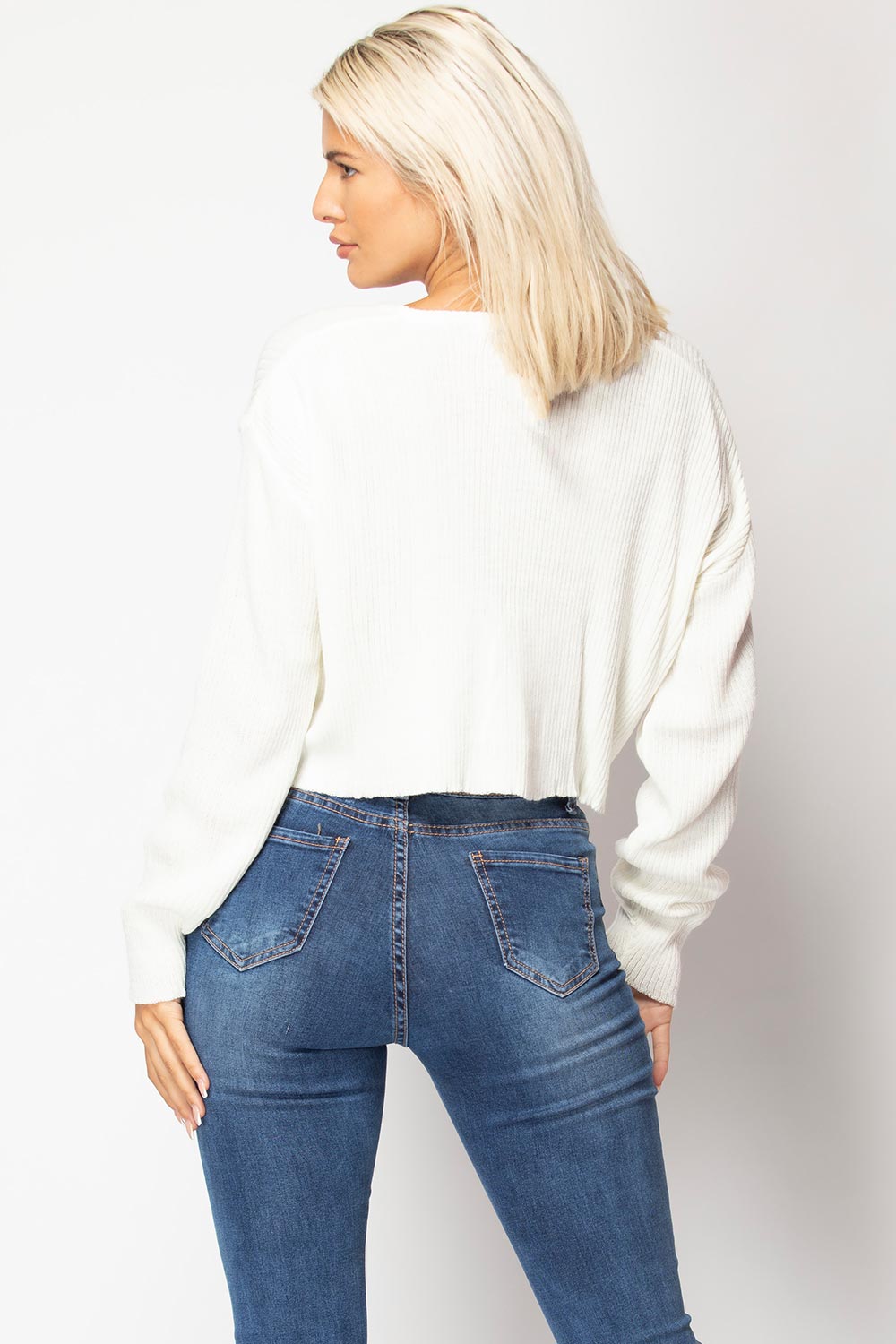 Knitted Crop Cardigan Top Cream | Xtralitty