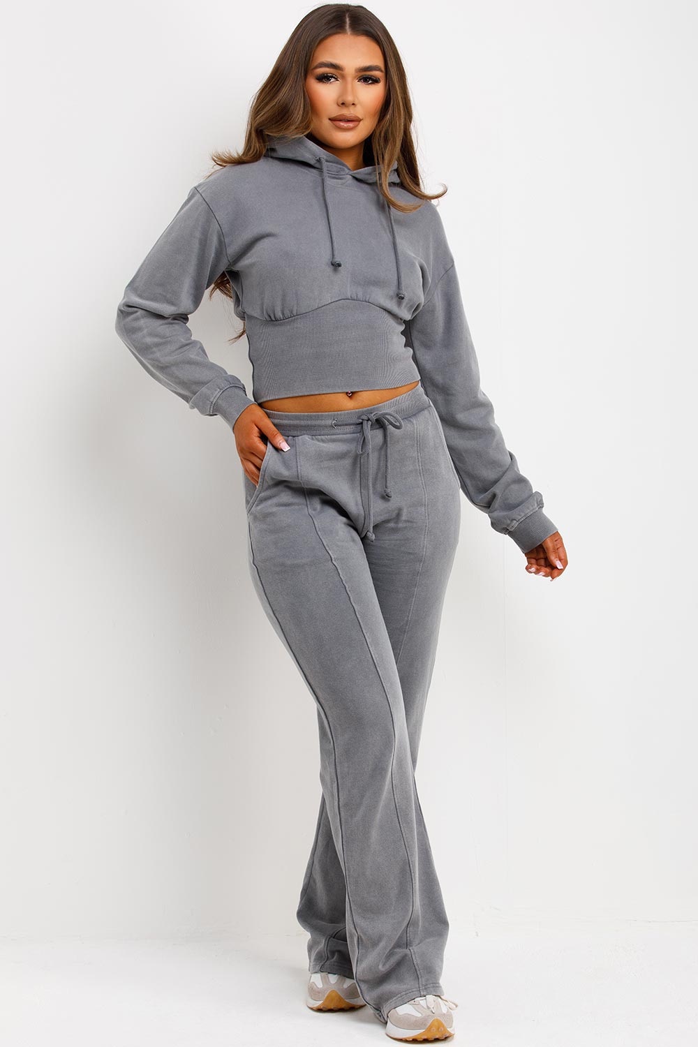 Crop Hoodie and Joggers Tracksuit with Corset Ri | Xtralitty