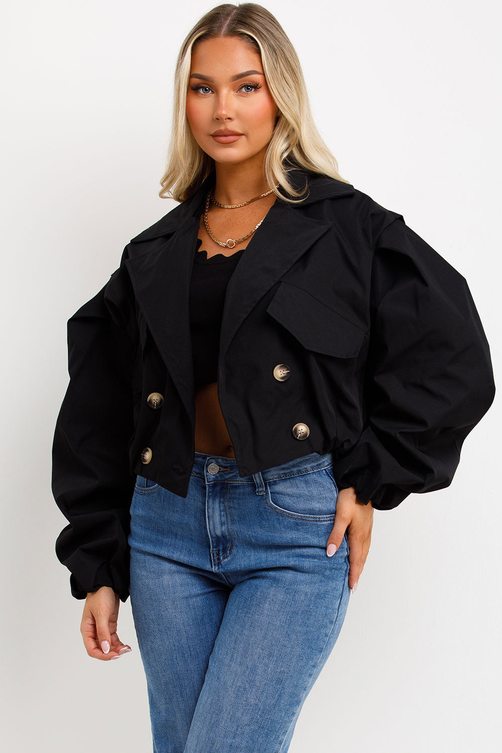 Crop Trench Jacket Black | Xtralitty