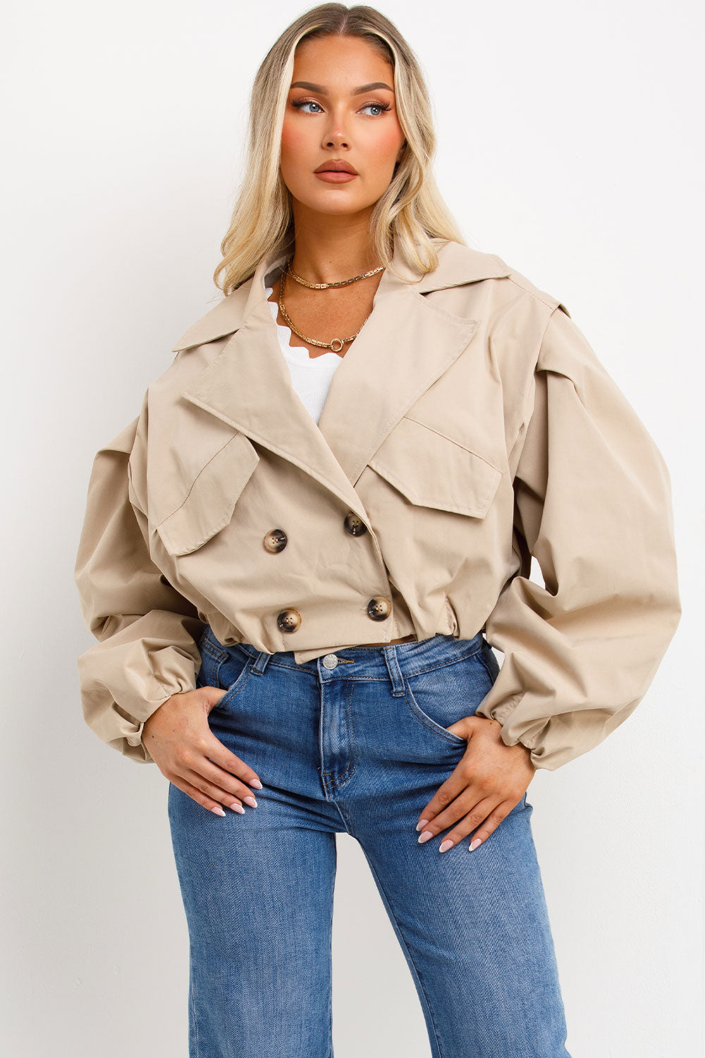 Crop Trench Jacket Beige | Xtralitty