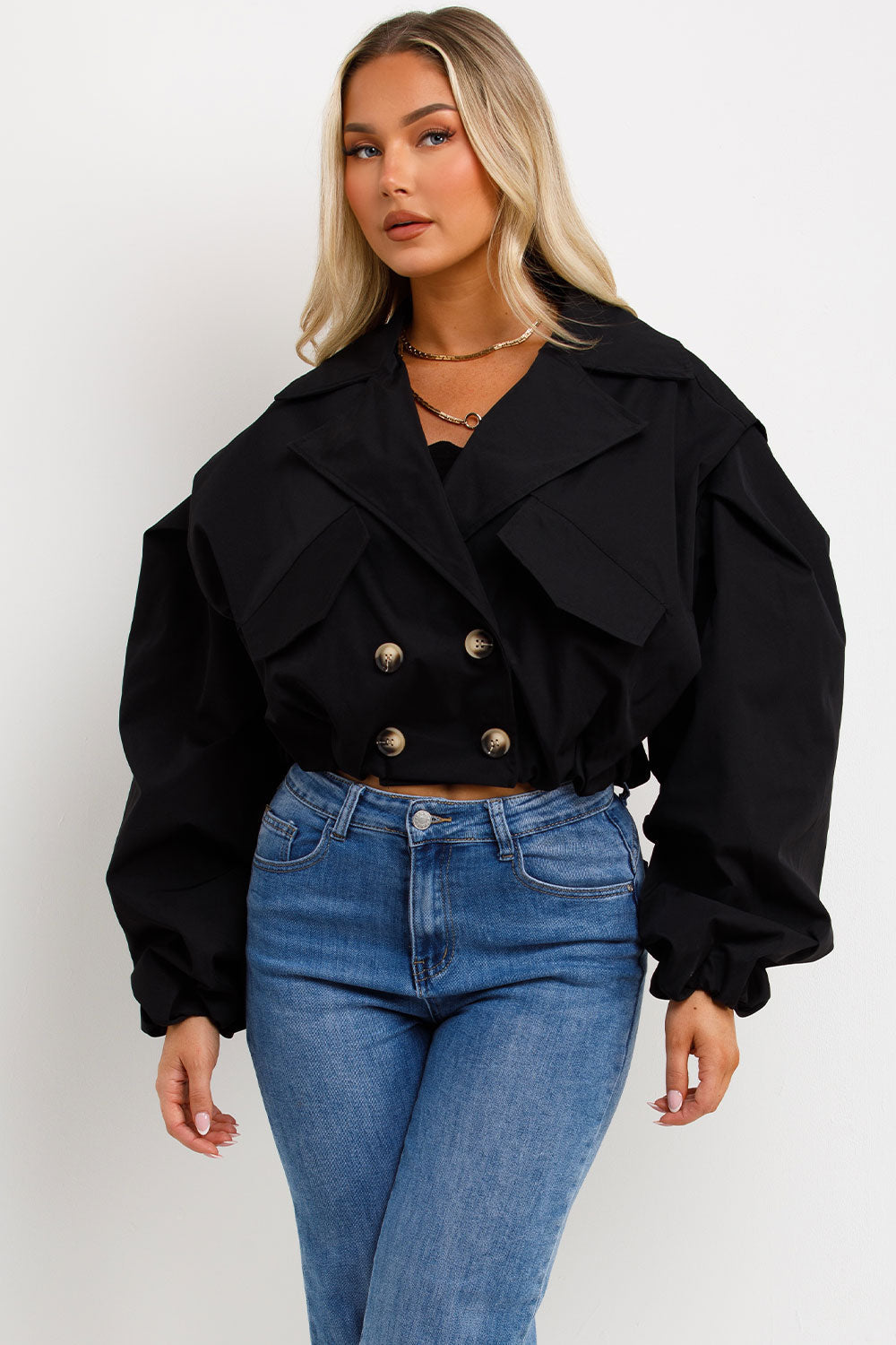 Crop Trench Jacket Black | Xtralitty