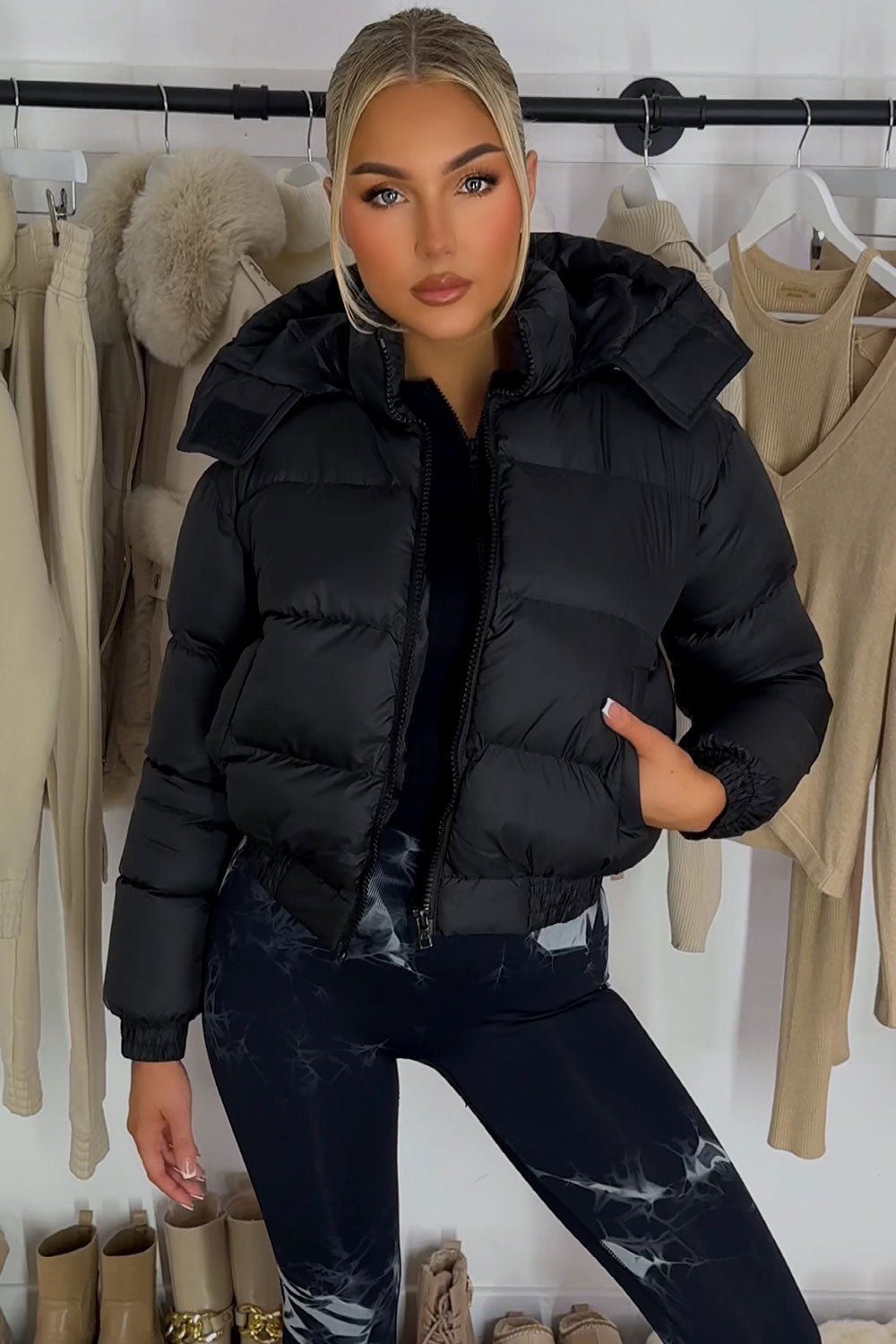 Puffer Jacket with Hood Black | Xtralitty