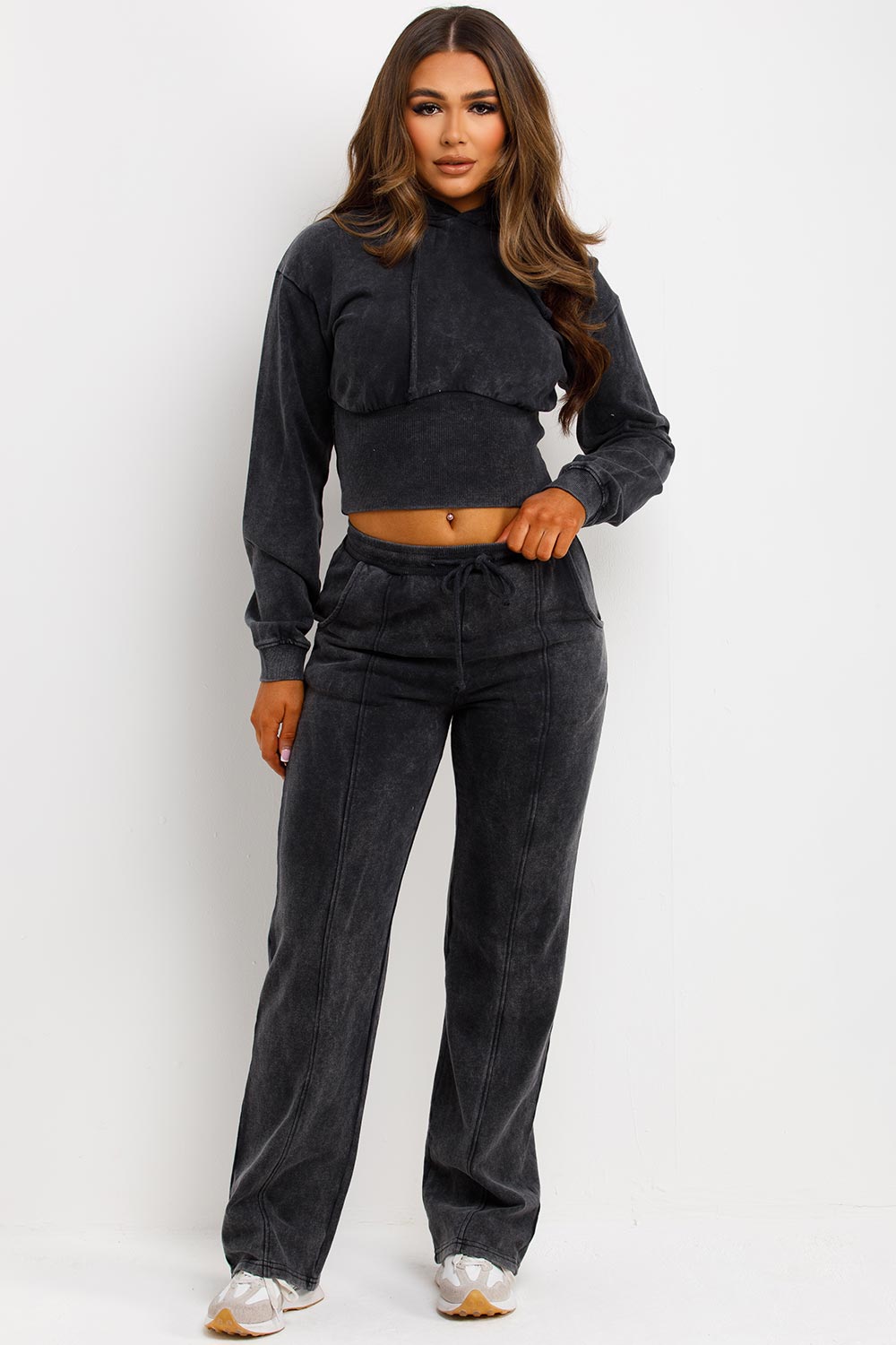Crop Hoodie and Joggers Tracksuit with Corset Ri | Xtralitty