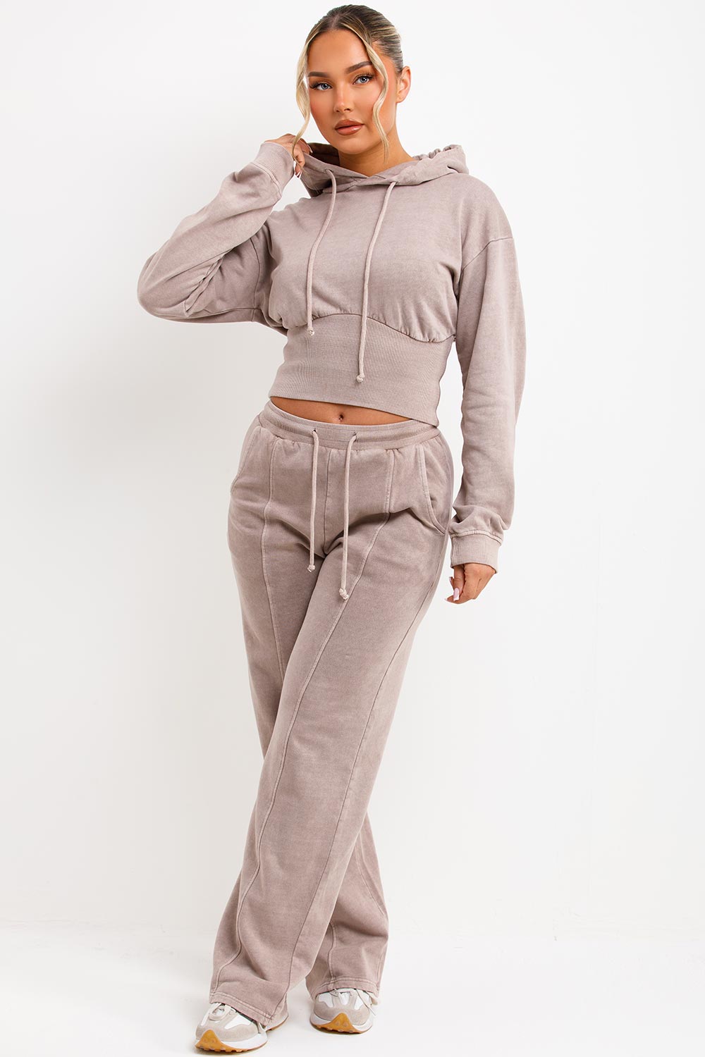 Crop Hoodie and Joggers Tracksuit with Corset Ri | Xtralitty