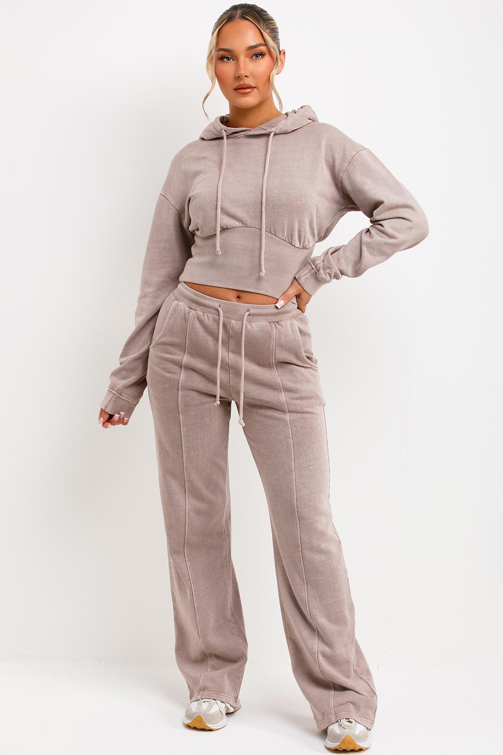 Crop Hoodie and Joggers Tracksuit with Corset Ri | Xtralitty