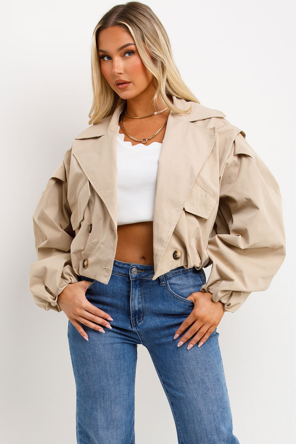Crop Trench Jacket Beige | Xtralitty