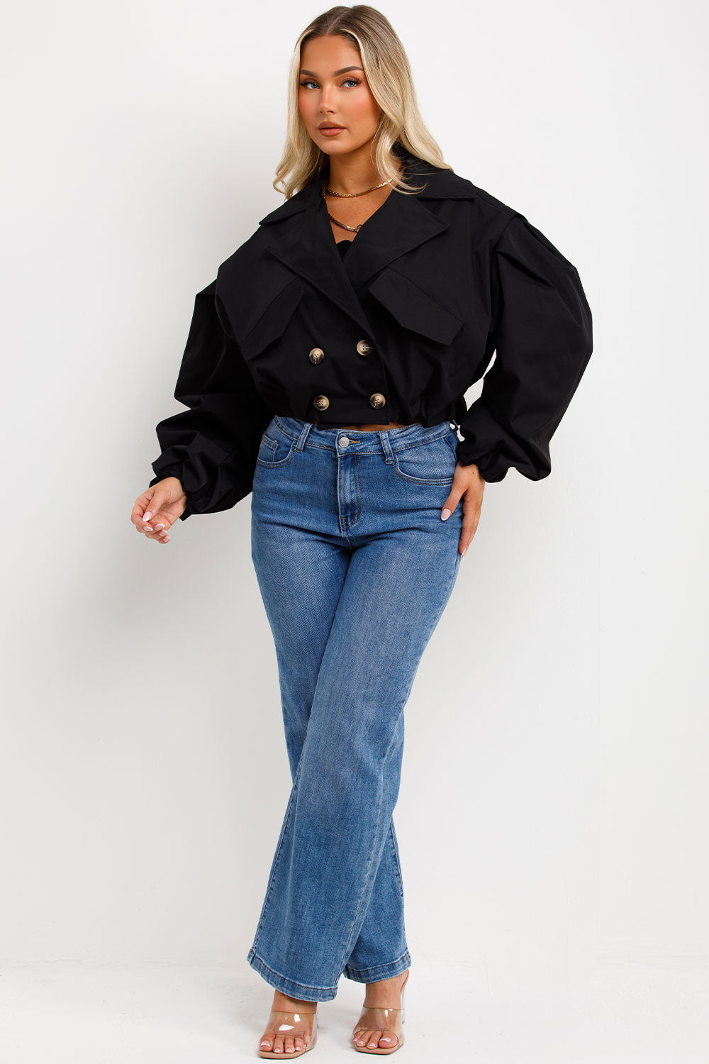 Crop Trench Jacket Black | Xtralitty