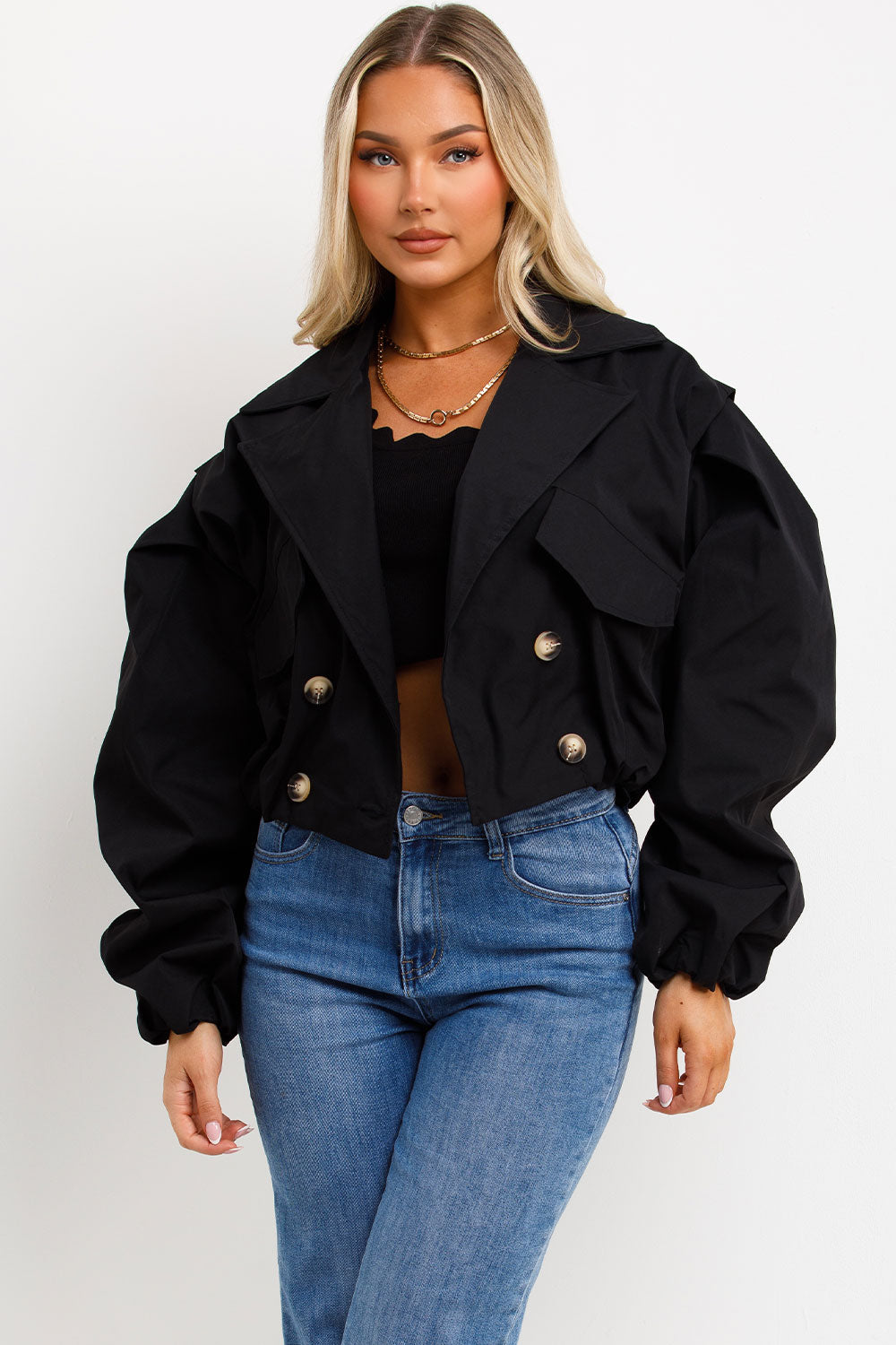 Crop Trench Jacket Black | Xtralitty