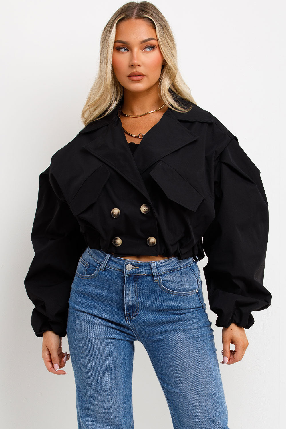 Crop Trench Jacket Black | Xtralitty