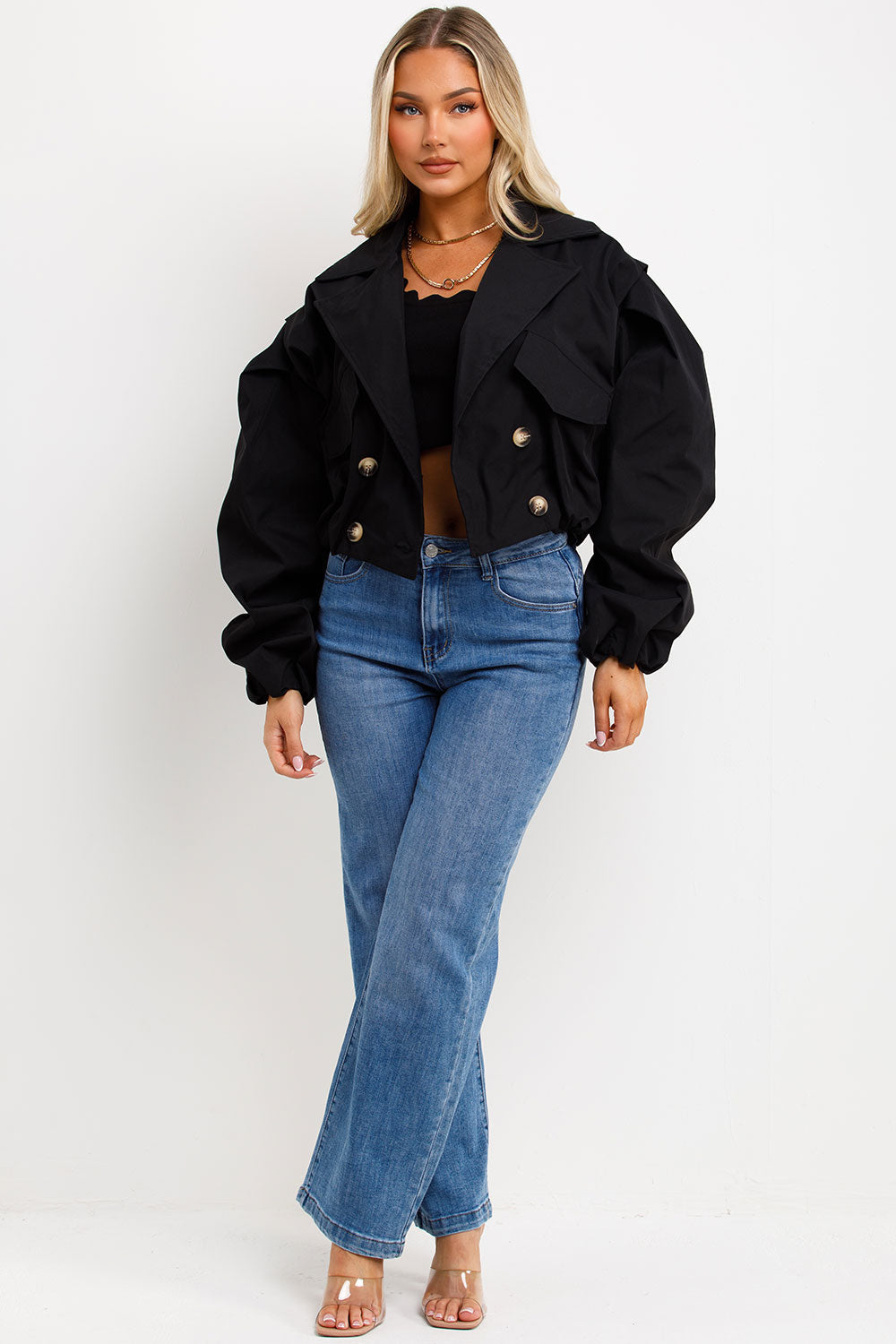 Crop Trench Jacket Black | Xtralitty