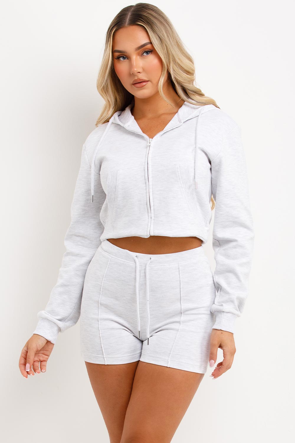 Crop Sweatshirt Hoodie and Shorts Tracksuit Set | Xtralitty