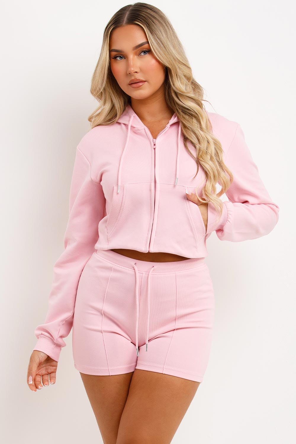 Crop Sweatshirt Hoodie and Shorts Tracksuit Set | Xtralitty