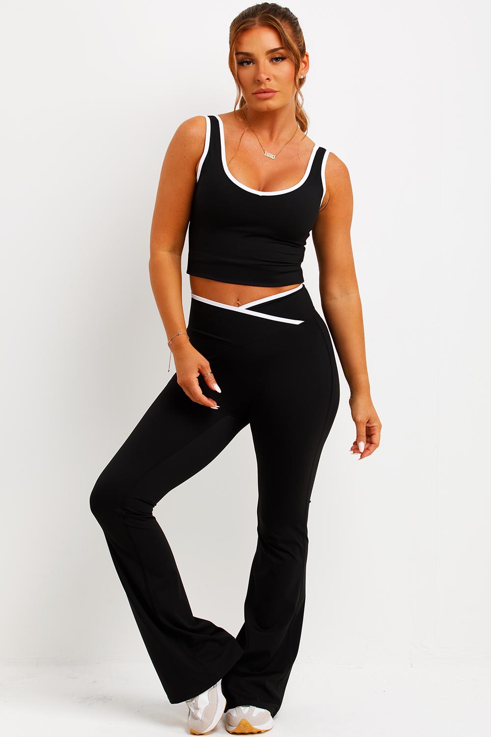 Flare Yoga Pants and Top Co Ord Lounge Set Black | Xtralitty