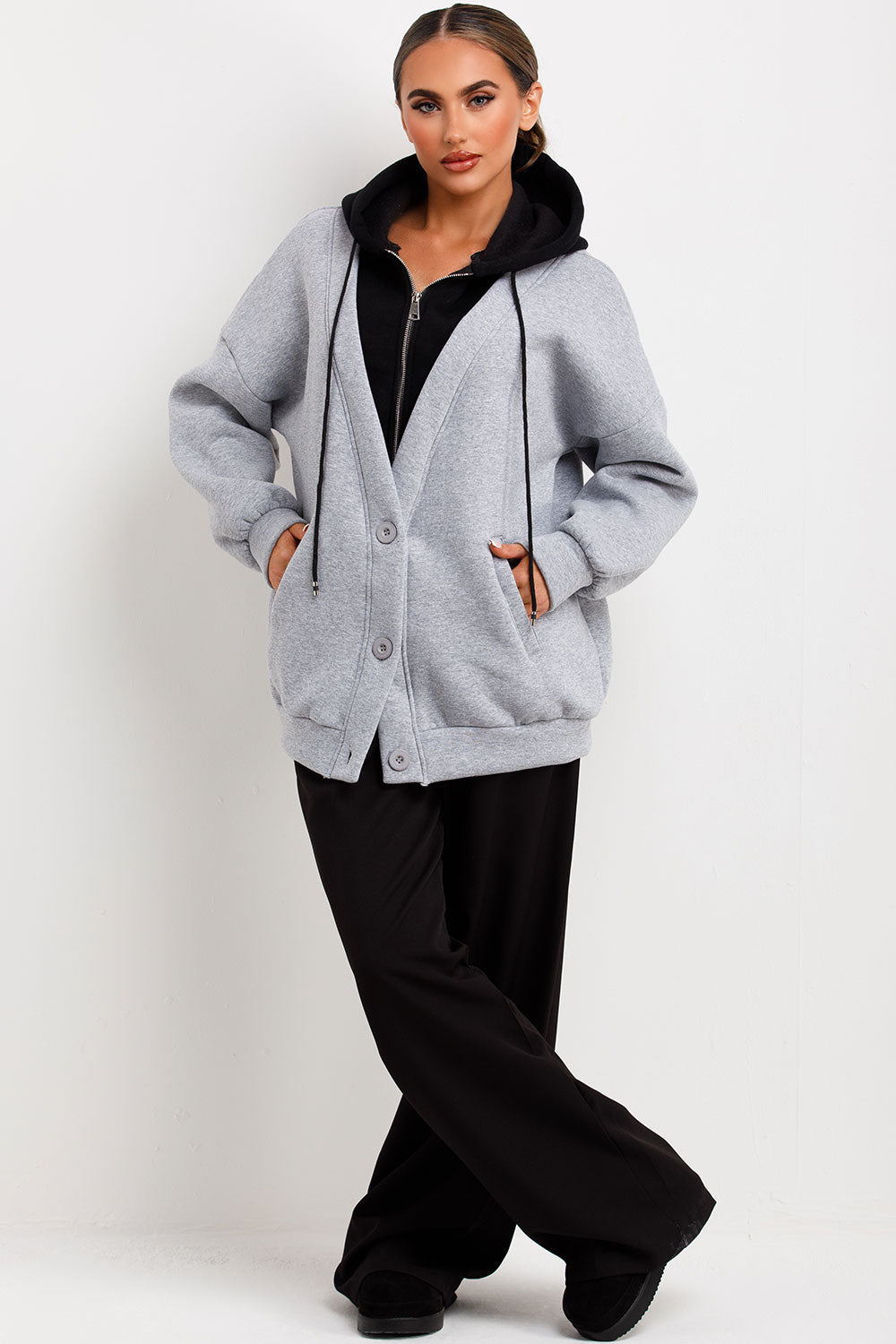 Zip Up Hoodie Cardigan Black | Xtralitty