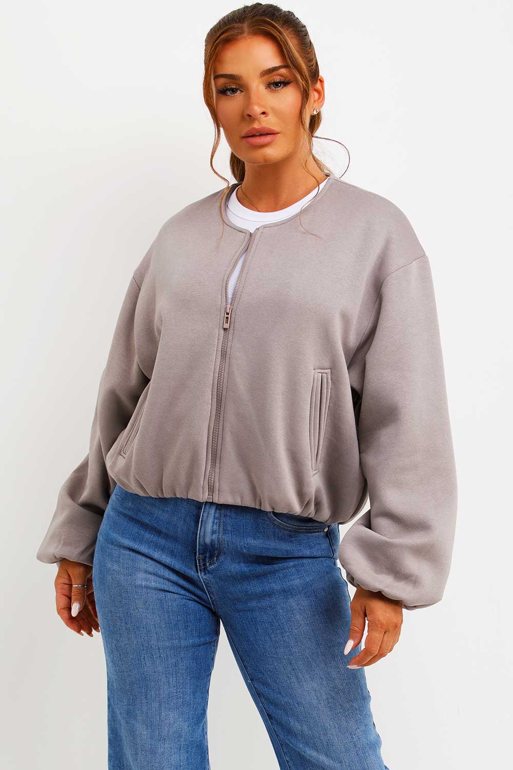 Soft Bomber Jacket with Zip Dove Grey | Xtralitty