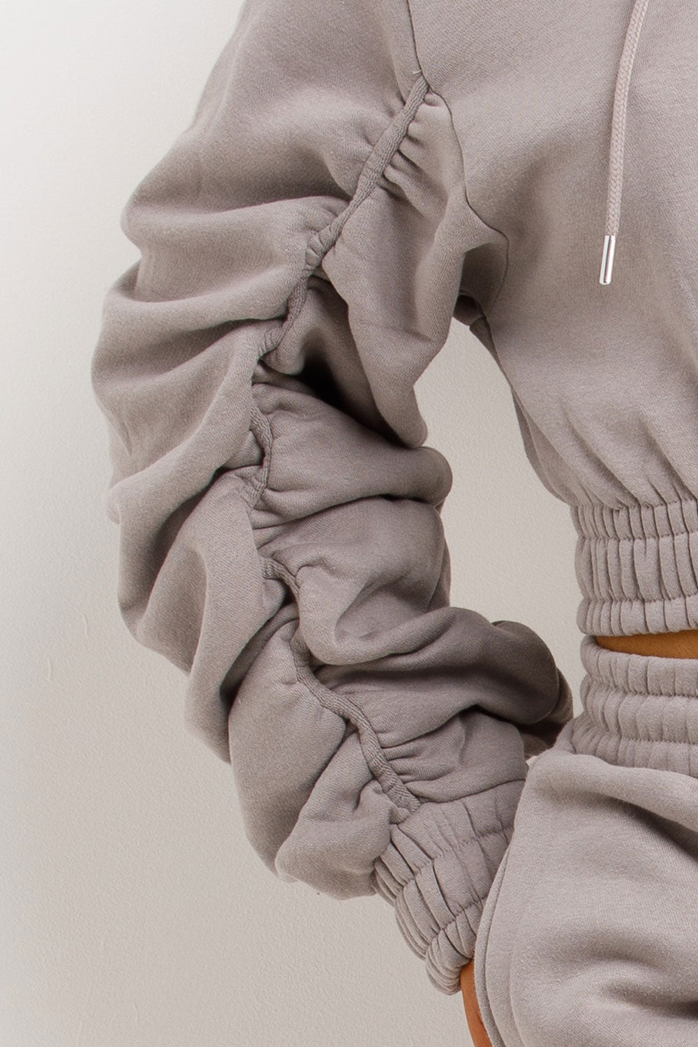 Ruched Crop Zip Hoodie and Shorts Tracksuit Set | Xtralitty