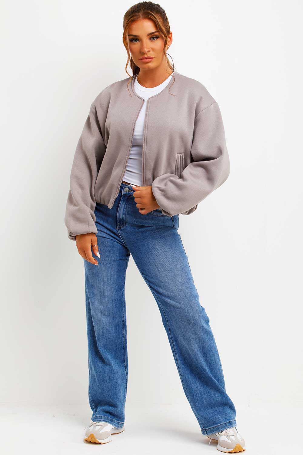 Soft Bomber Jacket with Zip Dove Grey | Xtralitty