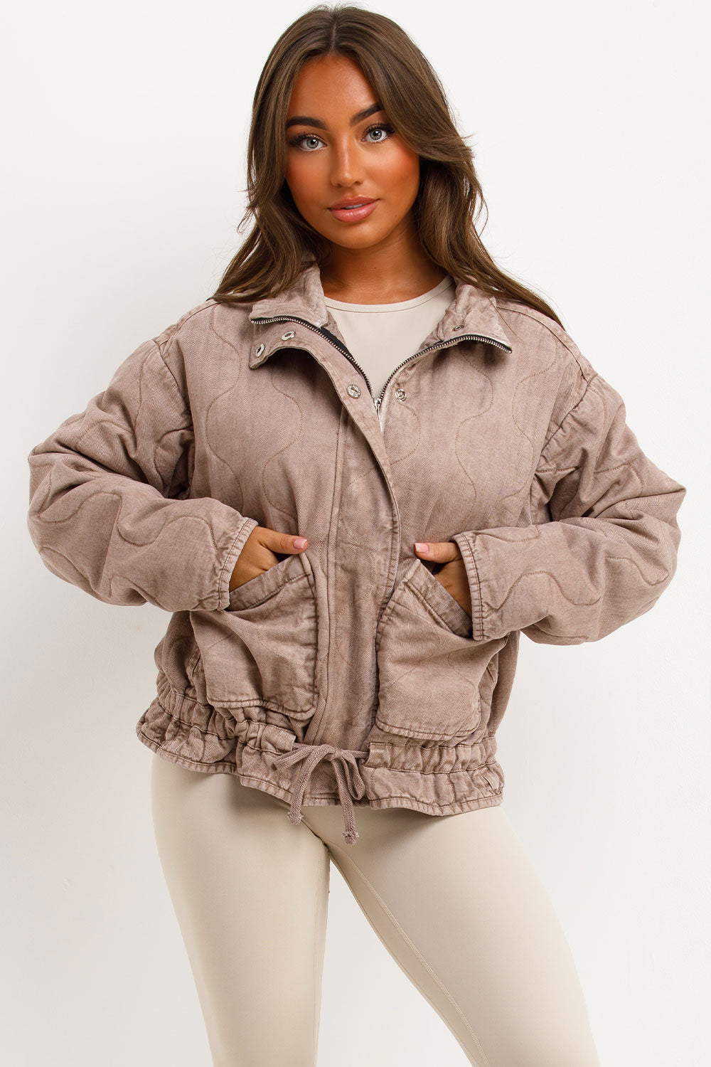 Quilted Jacket with Adjustable Drawstring Hem Do | Xtralitty