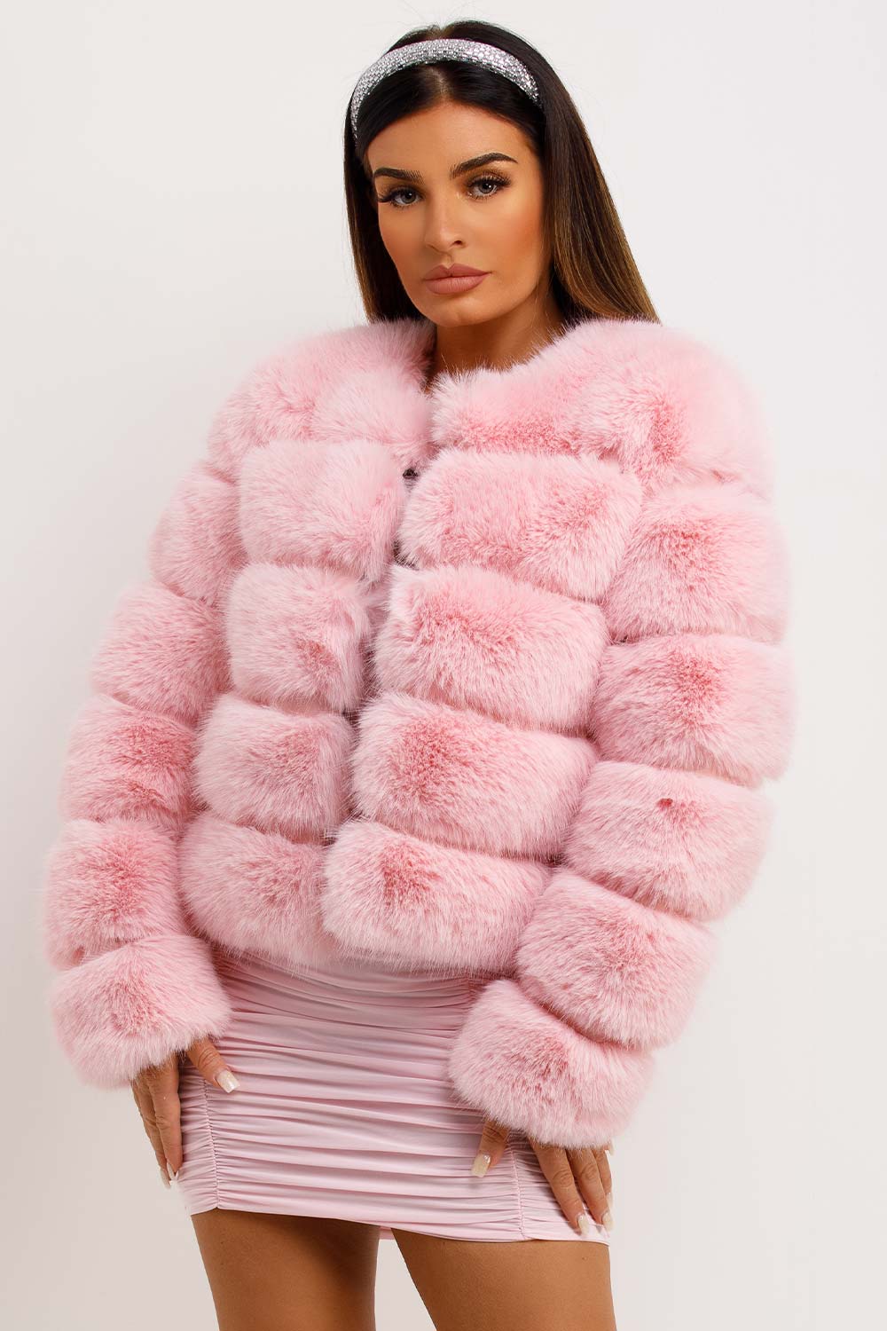 Baby Pink Faux Fur Bubble Coat | Xtralitty
