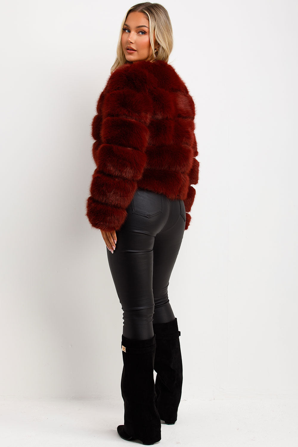 Faux Fur Bubble Coat Burgundy | Xtralitty
