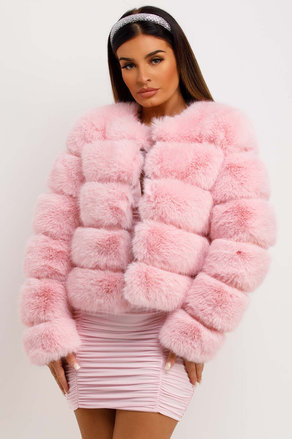 Baby Pink Faux Fur Bubble Coat | Xtralitty