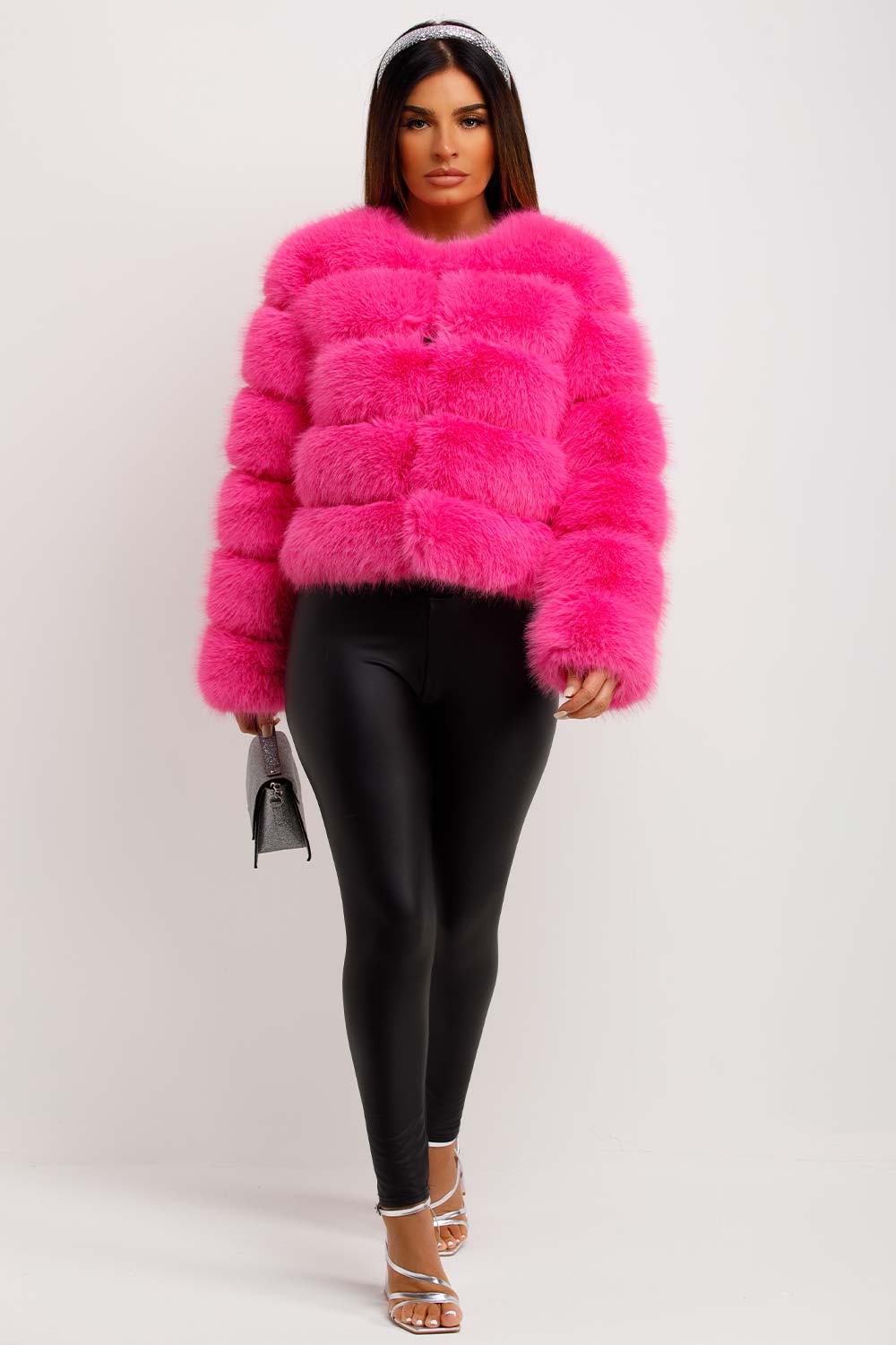 Faux Fur Bubble Coat Bright Pink | Xtralitty