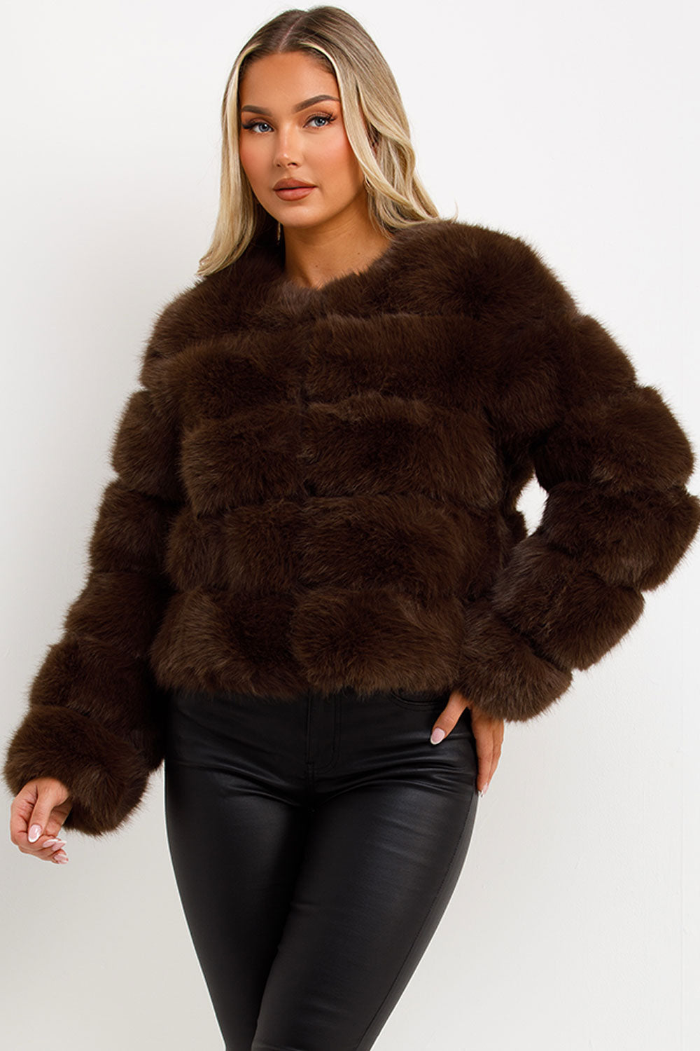 Brown Faux Fur Bubble Coat | Xtralitty