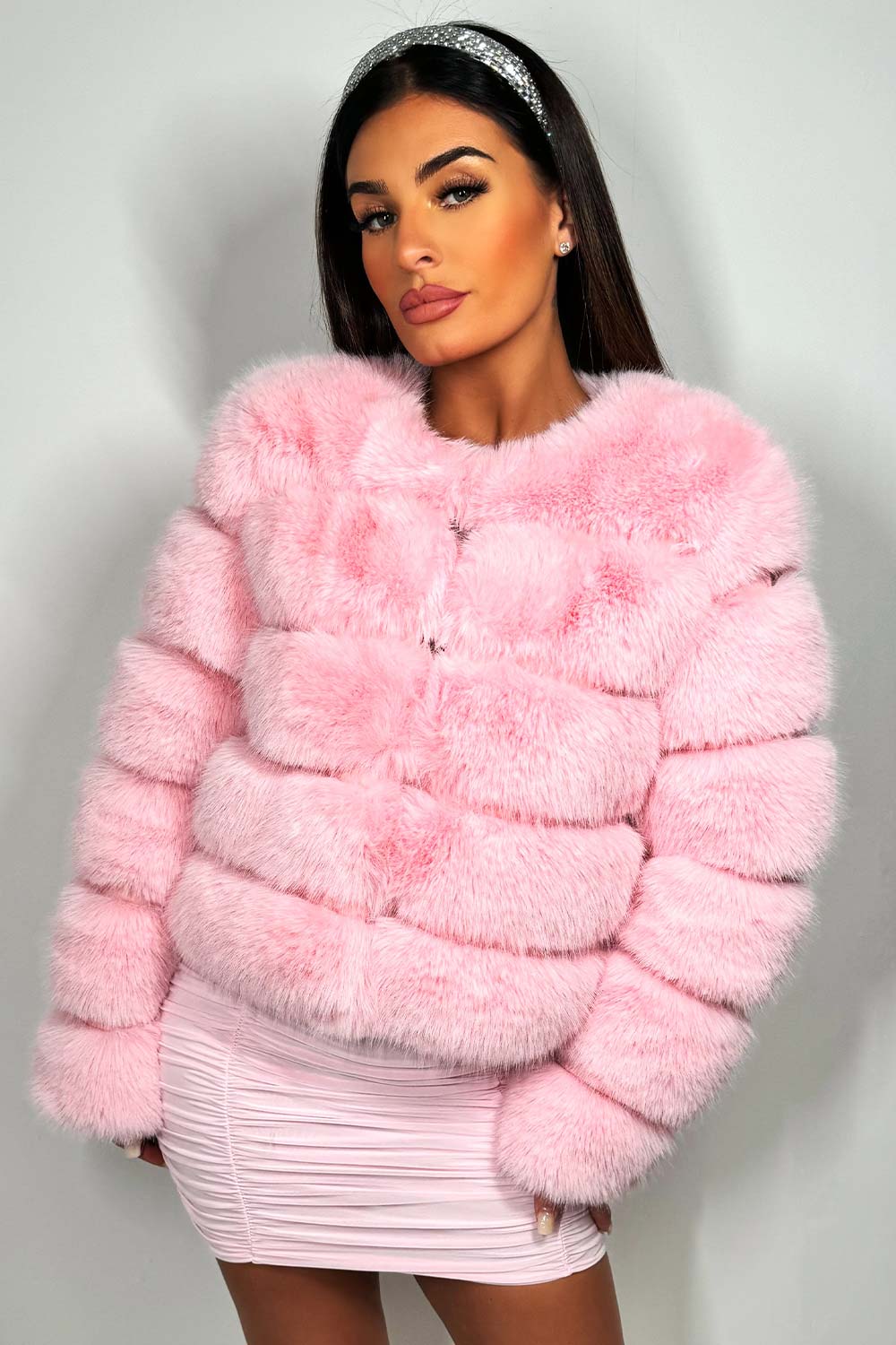 Baby Pink Faux Fur Bubble Coat | Xtralitty