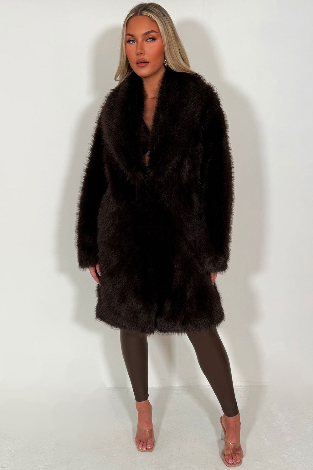 Long Faux Fur Coat Brown | Xtralitty