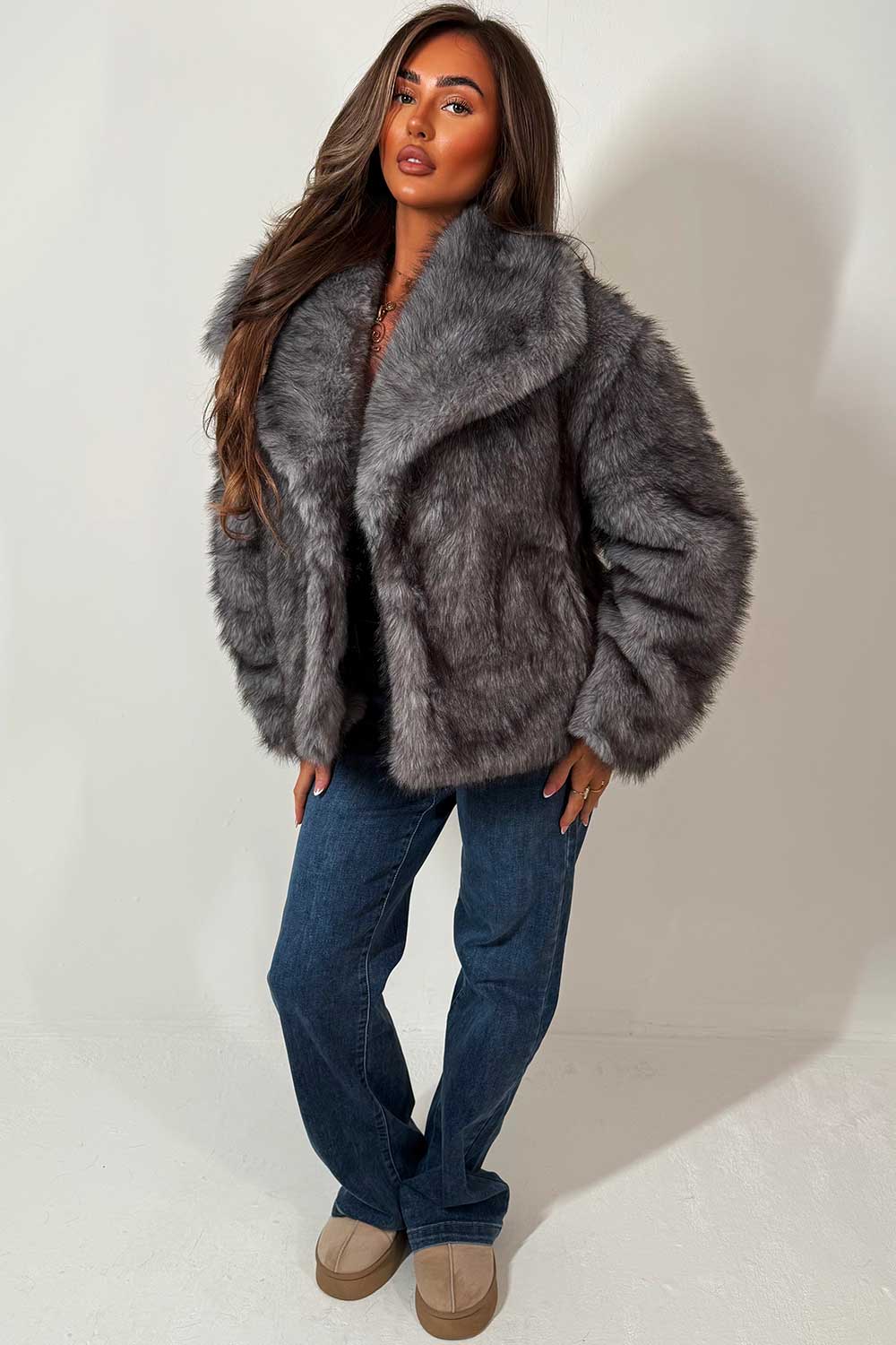 Faux Fur Jacket Grey | Xtralitty