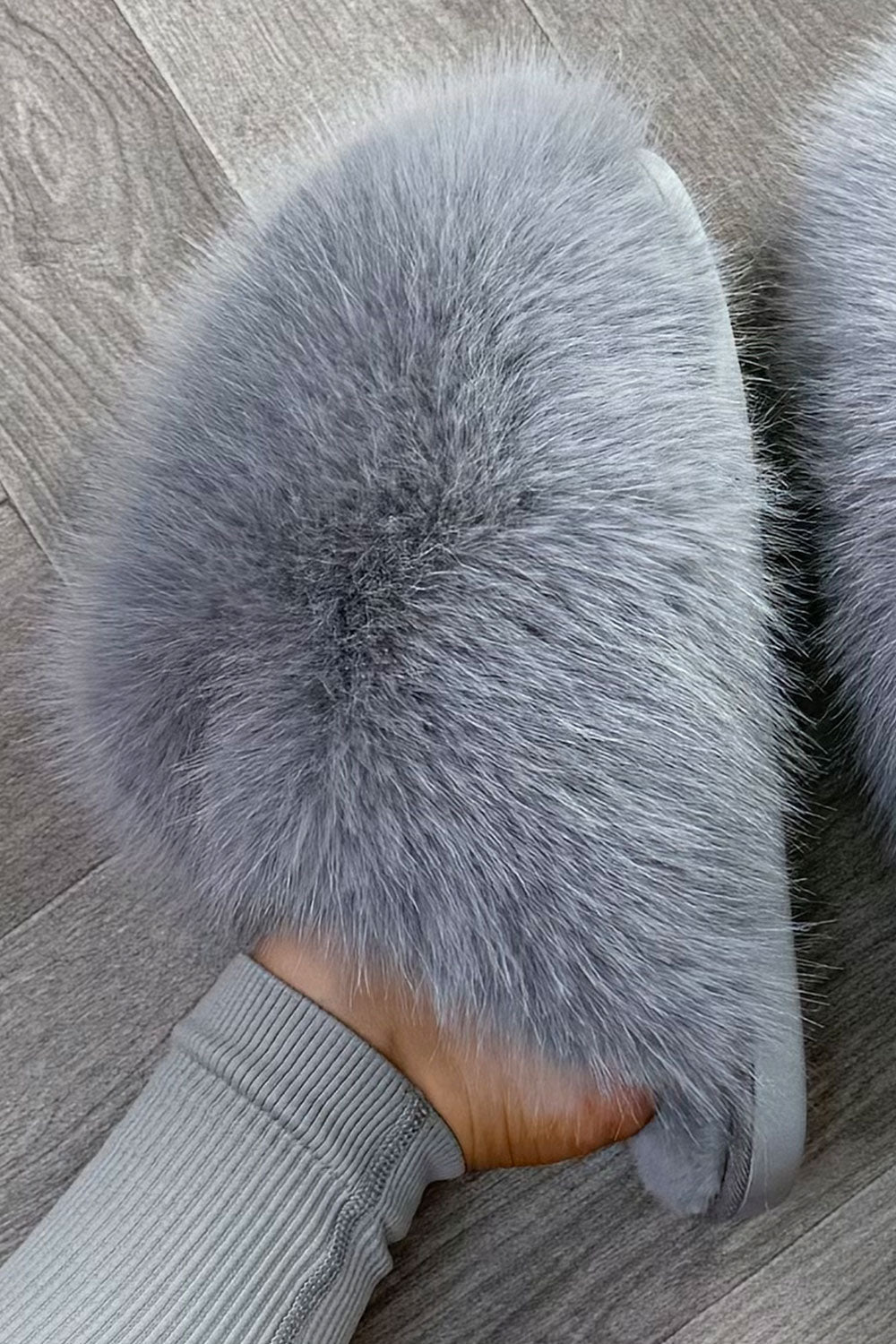 Faux Fur Fluffy Slippers Grey | Xtralitty